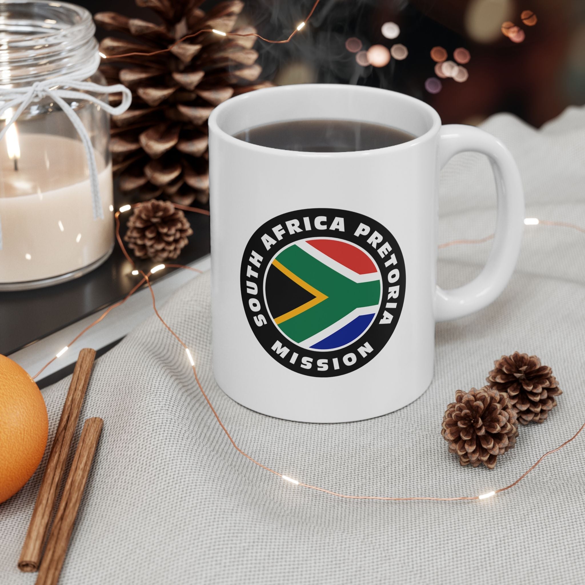 South Africa Durban Mission Circular Flag White Ceramic Mug - Latter-Day Saint LDS Missionary Gift - Book of Mormon