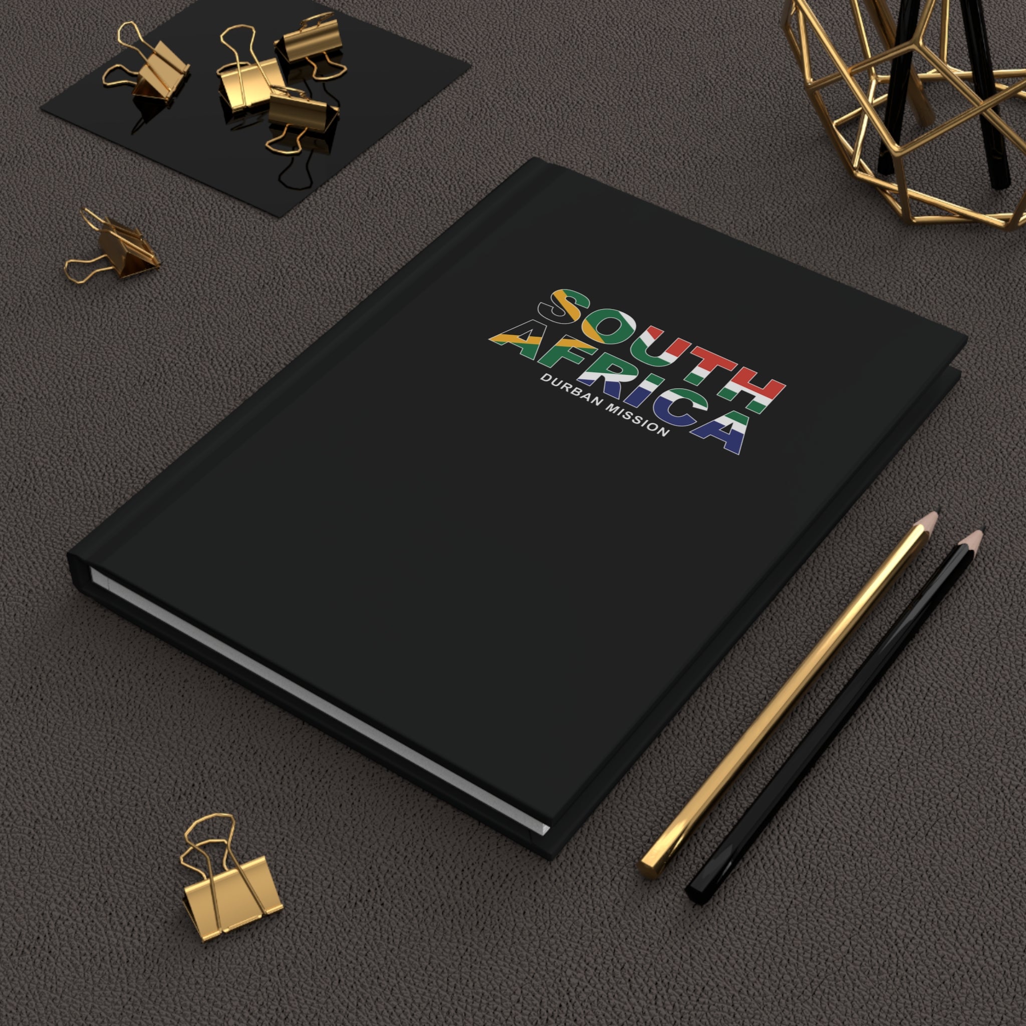 South Africa Durban Mission Flag Title Black Hardcover Journal Matte - Latter-Day Saint LDS Missionary Gift - Book of Mormon