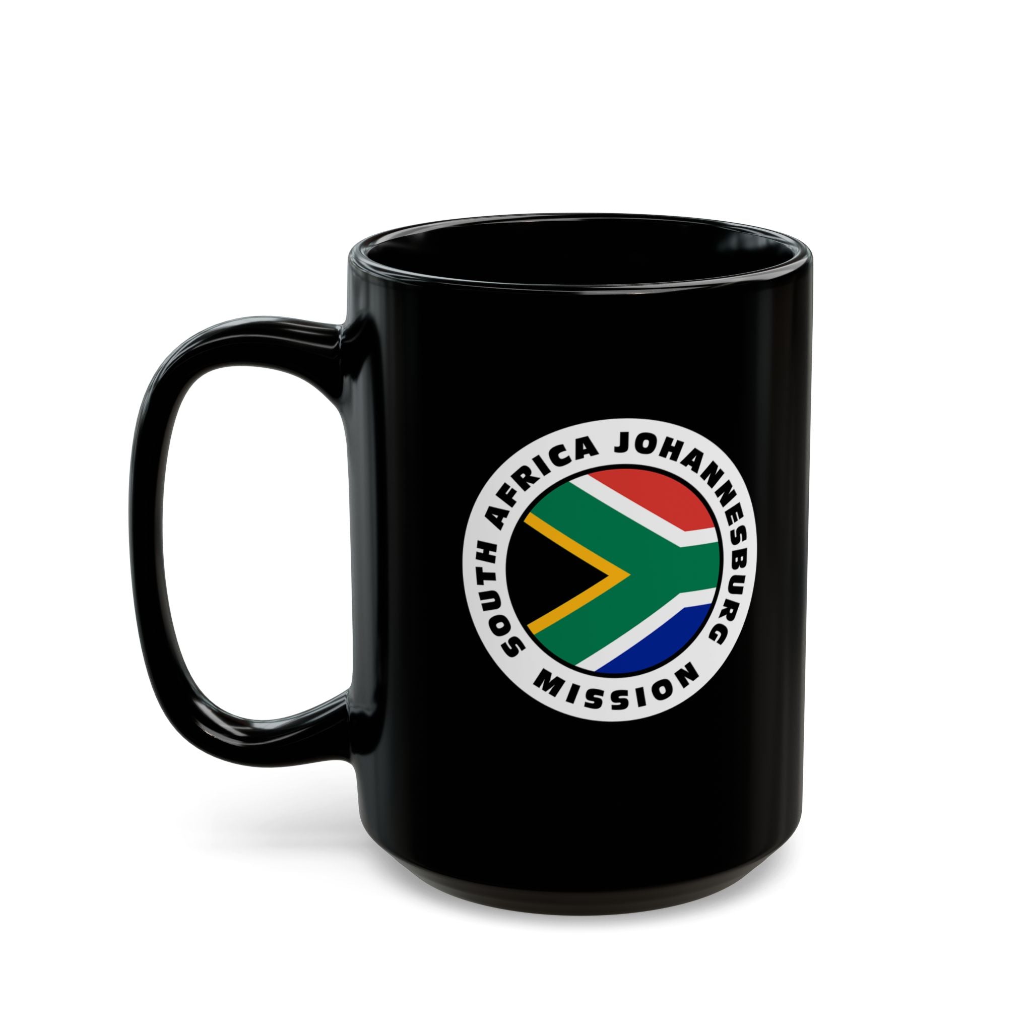 South Africa Johannesburg Mission Circular Flag Black Ceramic Mug - Mission Wishlist - LDS Missionary Gift Store