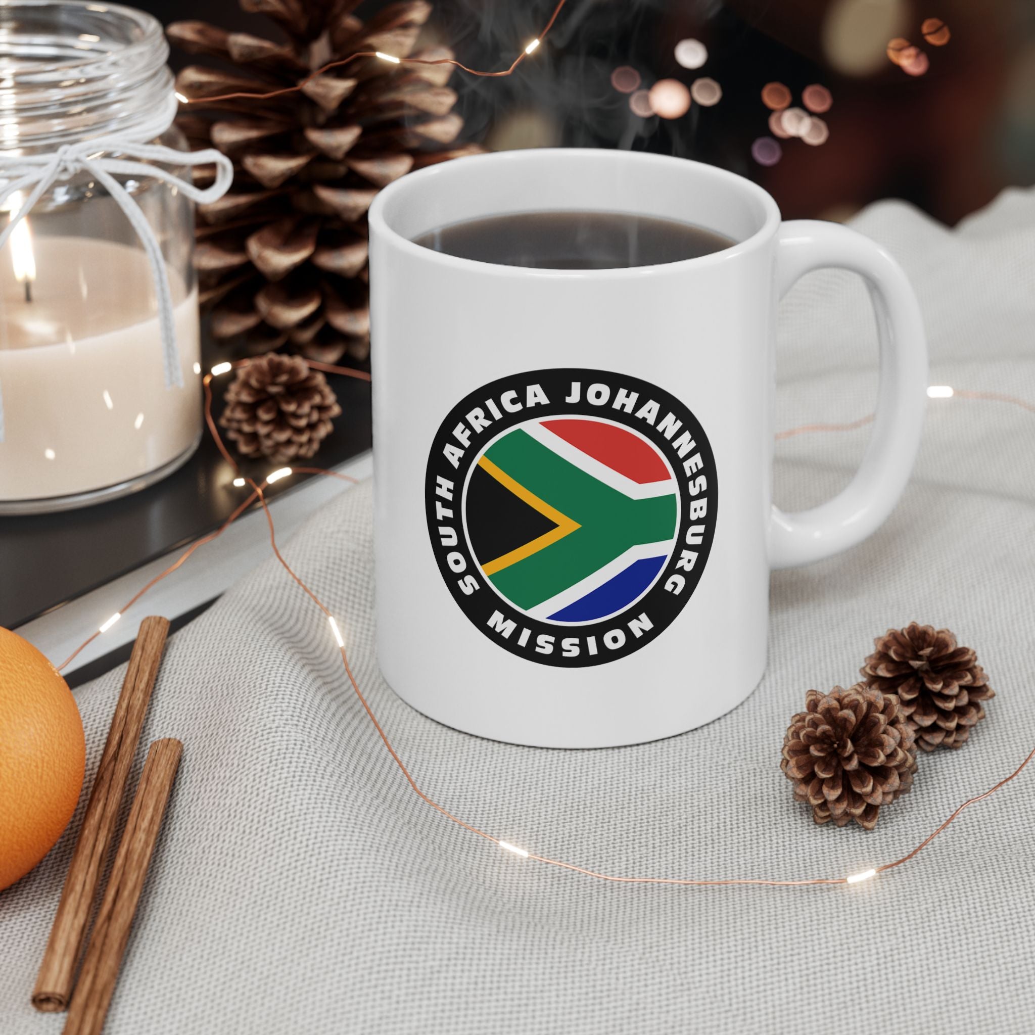 South Africa Johannesburg Mission Circular Flag White Ceramic Mug - Mission Wishlist - LDS Missionary Gift Store
