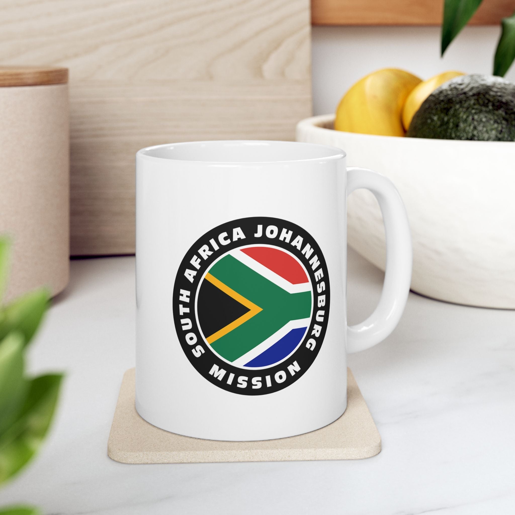 South Africa Johannesburg Mission Circular Flag White Ceramic Mug - Mission Wishlist - LDS Missionary Gift Store