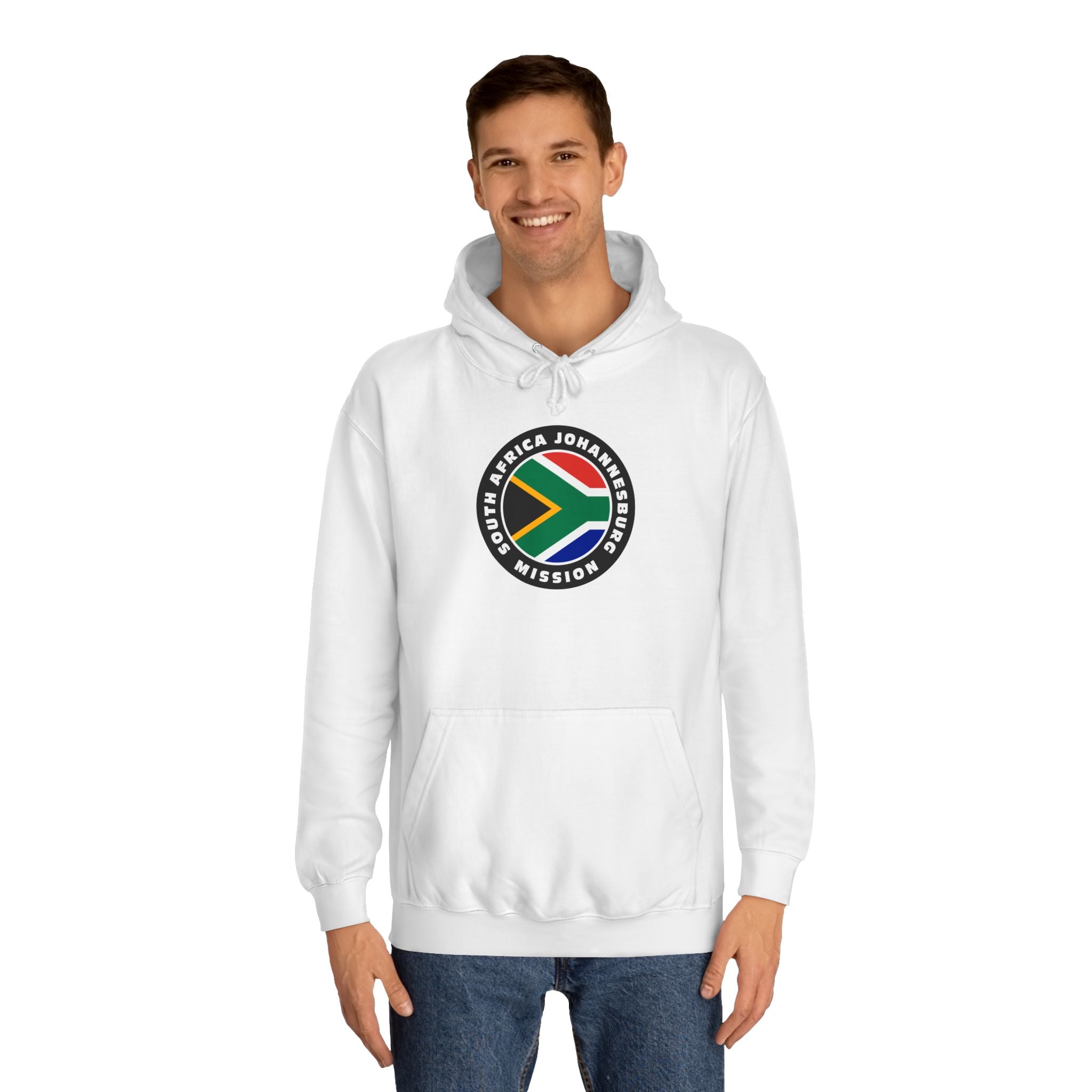 South Africa Johannesburg Mission Flag Logo (Black Border) College Hoodie - Mission Wishlist - LDS Missionary Gift Store