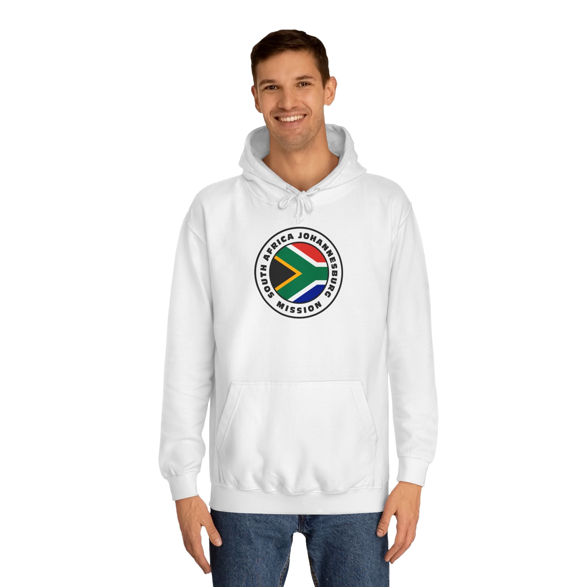 South Africa Johannesburg Mission Flag Logo (White Border) College Hoodie - Mission Wishlist - LDS Missionary Gift Store