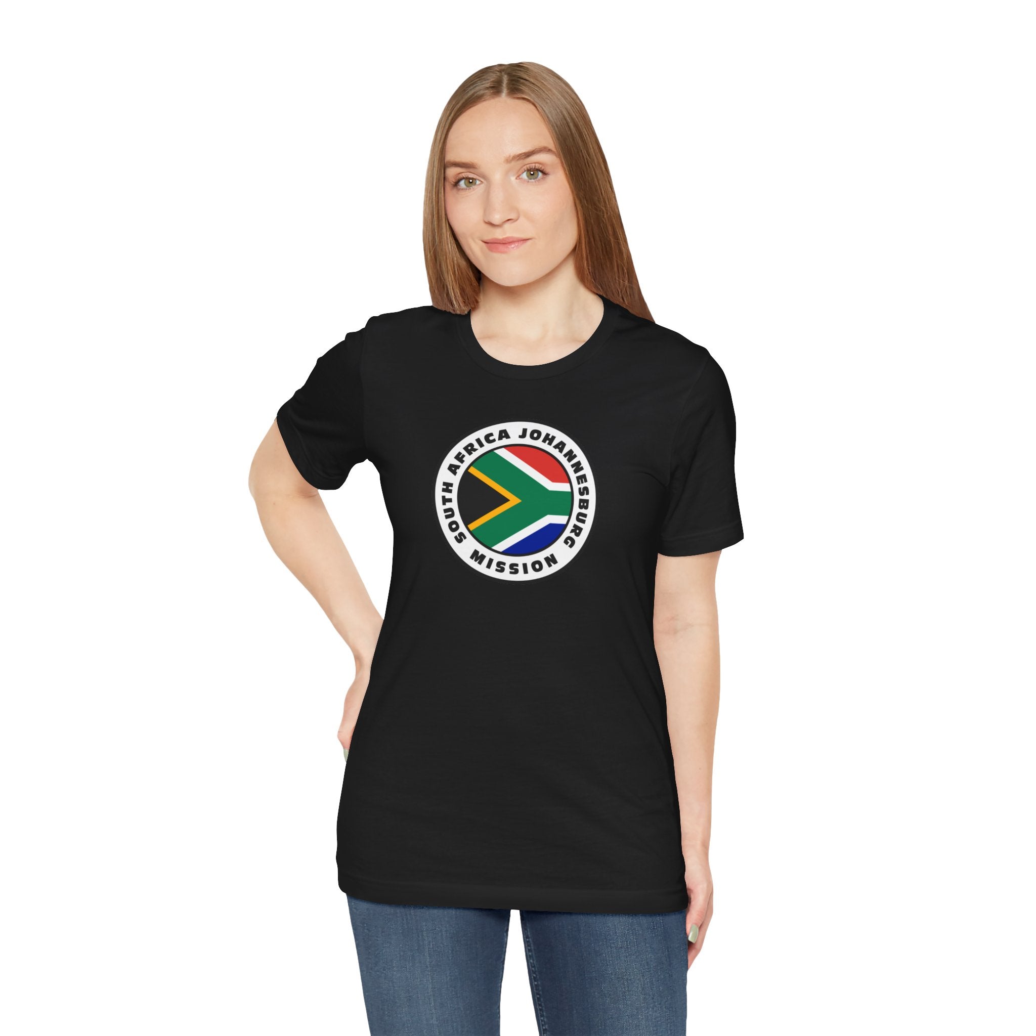 South Africa Johannesburg Mission Flag Logo (White Border) T-shirt - Mission Wishlist - LDS Missionary Gift Store