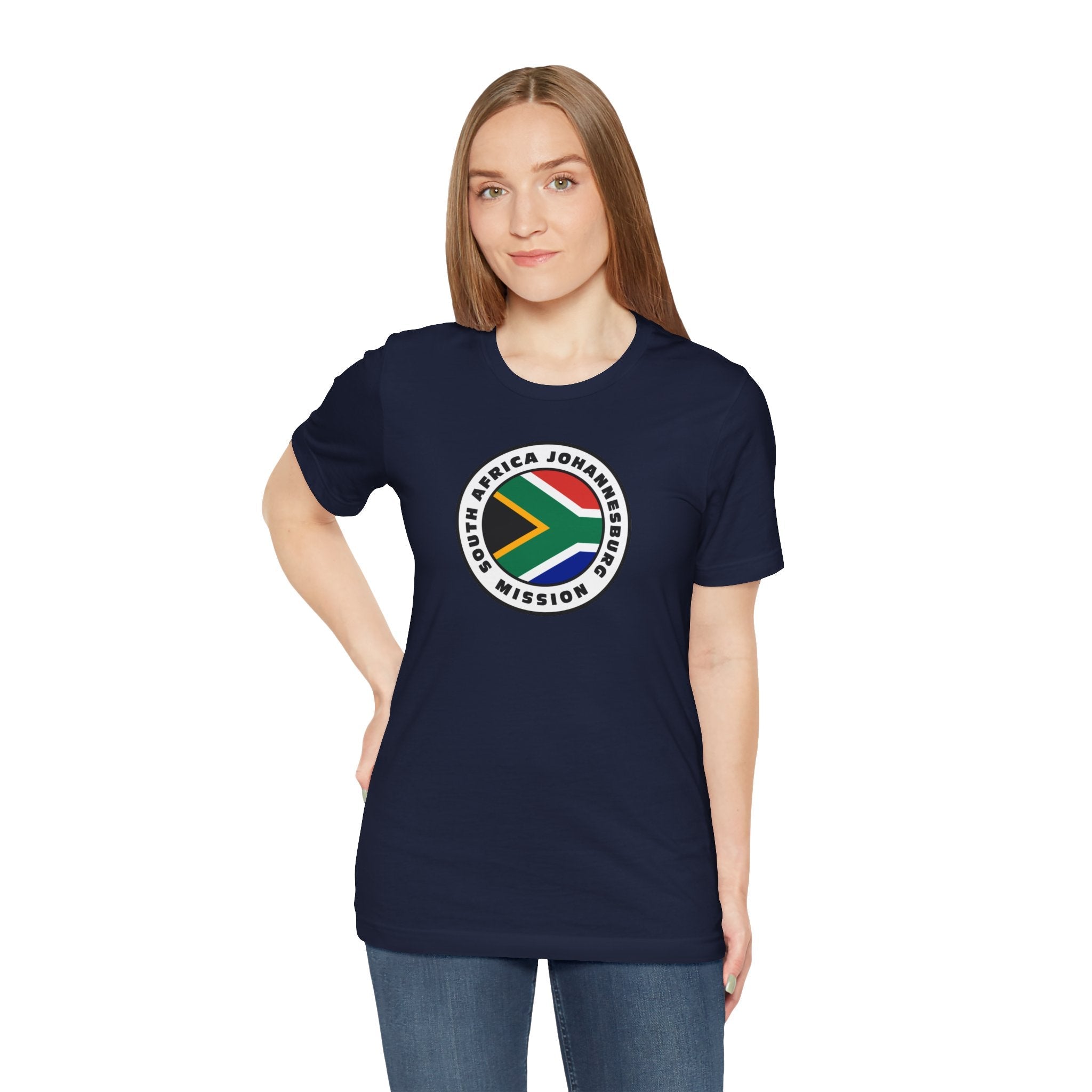 South Africa Johannesburg Mission Flag Logo (White Border) T-shirt - Mission Wishlist - LDS Missionary Gift Store
