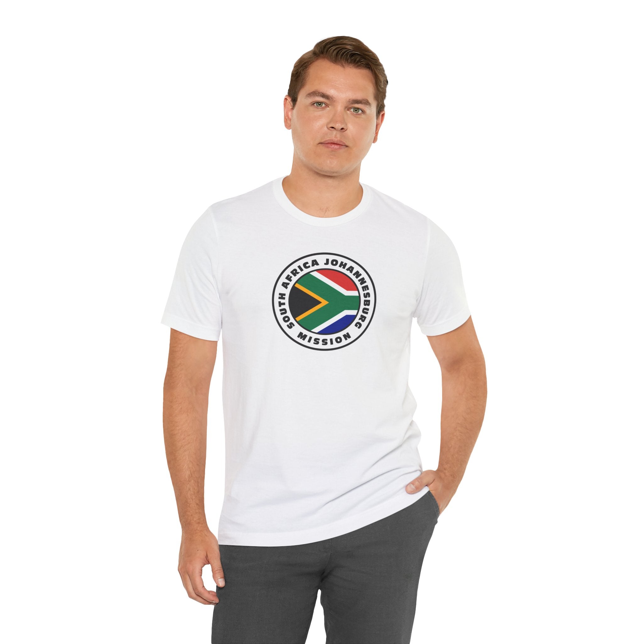 South Africa Johannesburg Mission Flag Logo (White Border) T-shirt - Mission Wishlist - LDS Missionary Gift Store