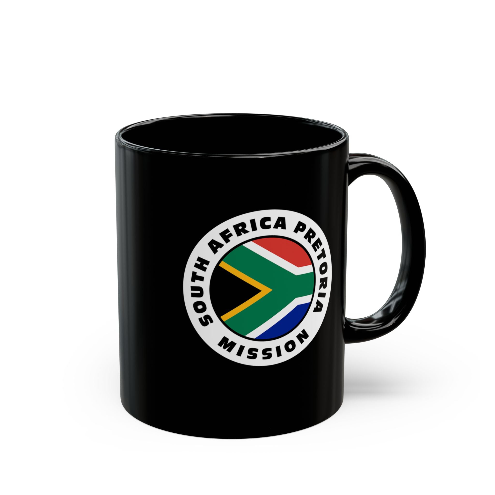 South Africa Pretoria Mission Circular Flag Black Ceramic Mug - Latter-Day Saint LDS Missionary Gift - Book of Mormon