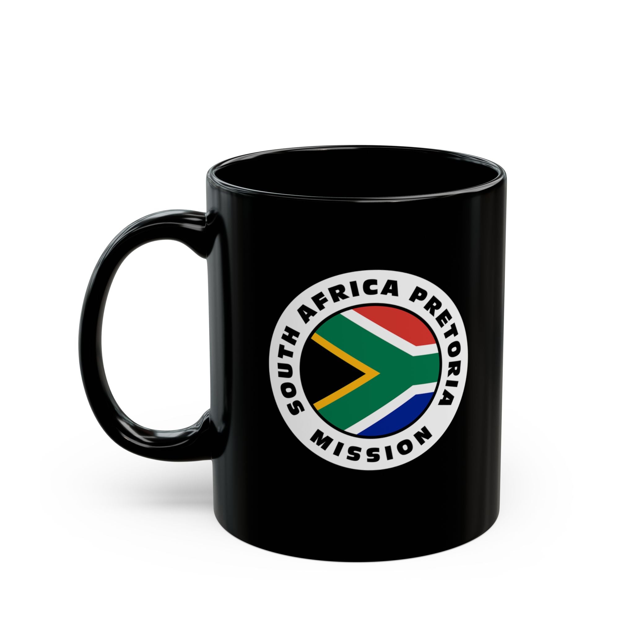 South Africa Pretoria Mission Circular Flag Black Ceramic Mug - Latter-Day Saint LDS Missionary Gift - Book of Mormon