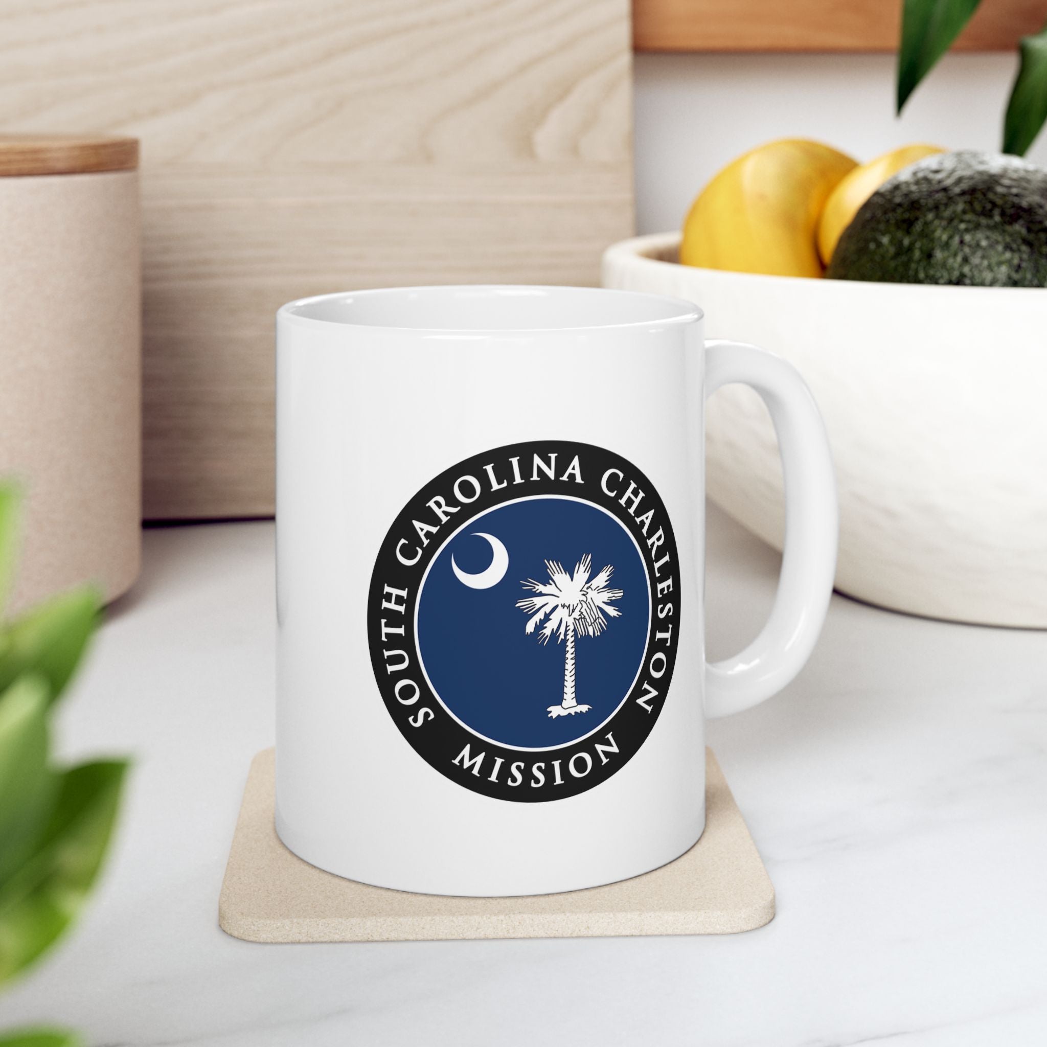 South Carolina Charleston Mission State Flag Logo Ceramic Mug White Name - Latter-Day Saint LDS Missionary Gift - Book of Mormon