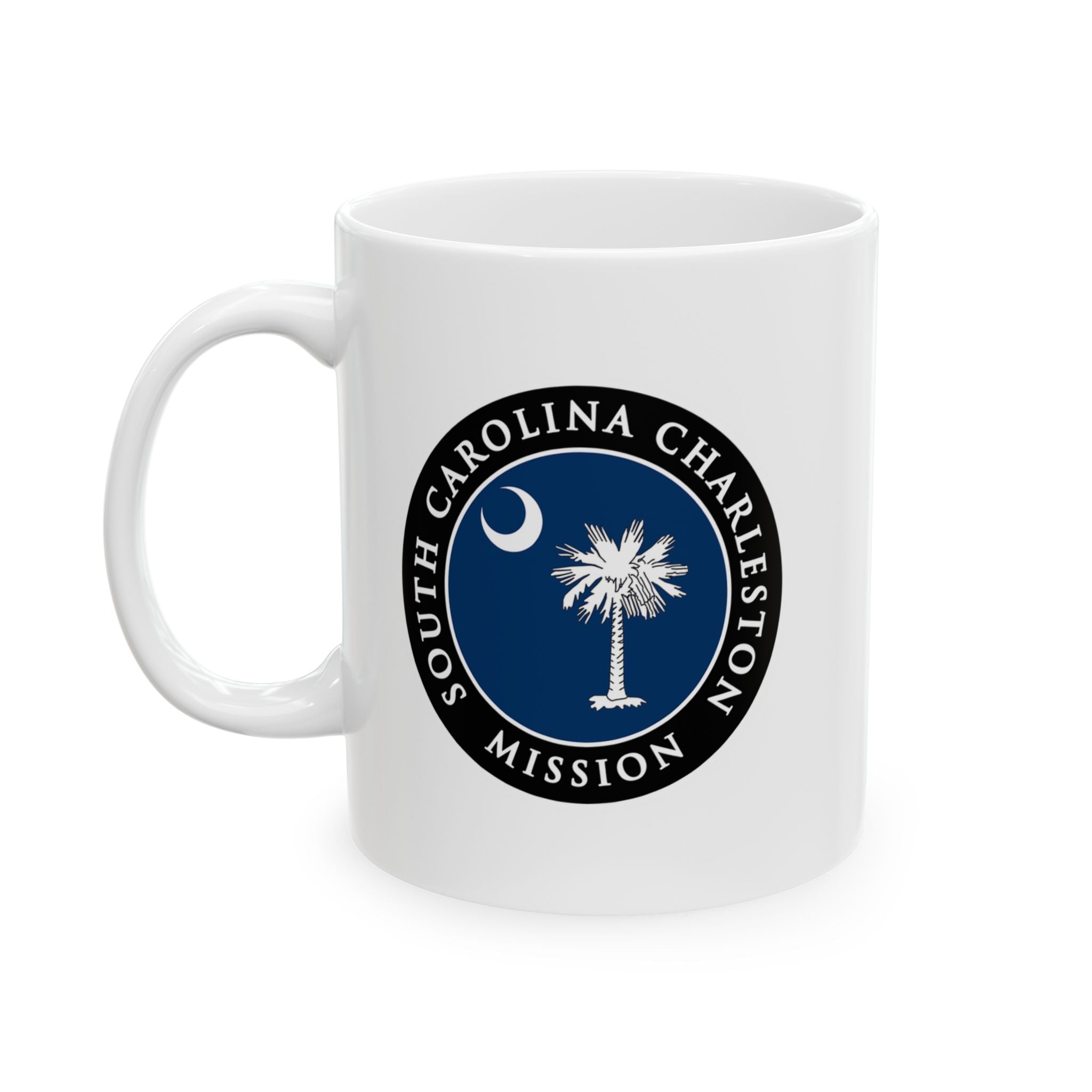 South Carolina Charleston Mission State Flag Logo Ceramic Mug White Name - Latter-Day Saint LDS Missionary Gift - Book of Mormon