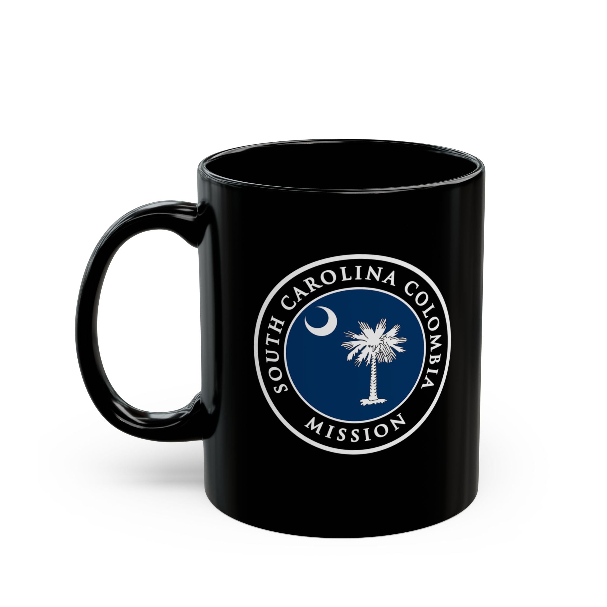 South Carolina Columbia Mission State Flag Logo Ceramic Mug Black Name - Mission Wishlist - LDS Missionary Gift Store