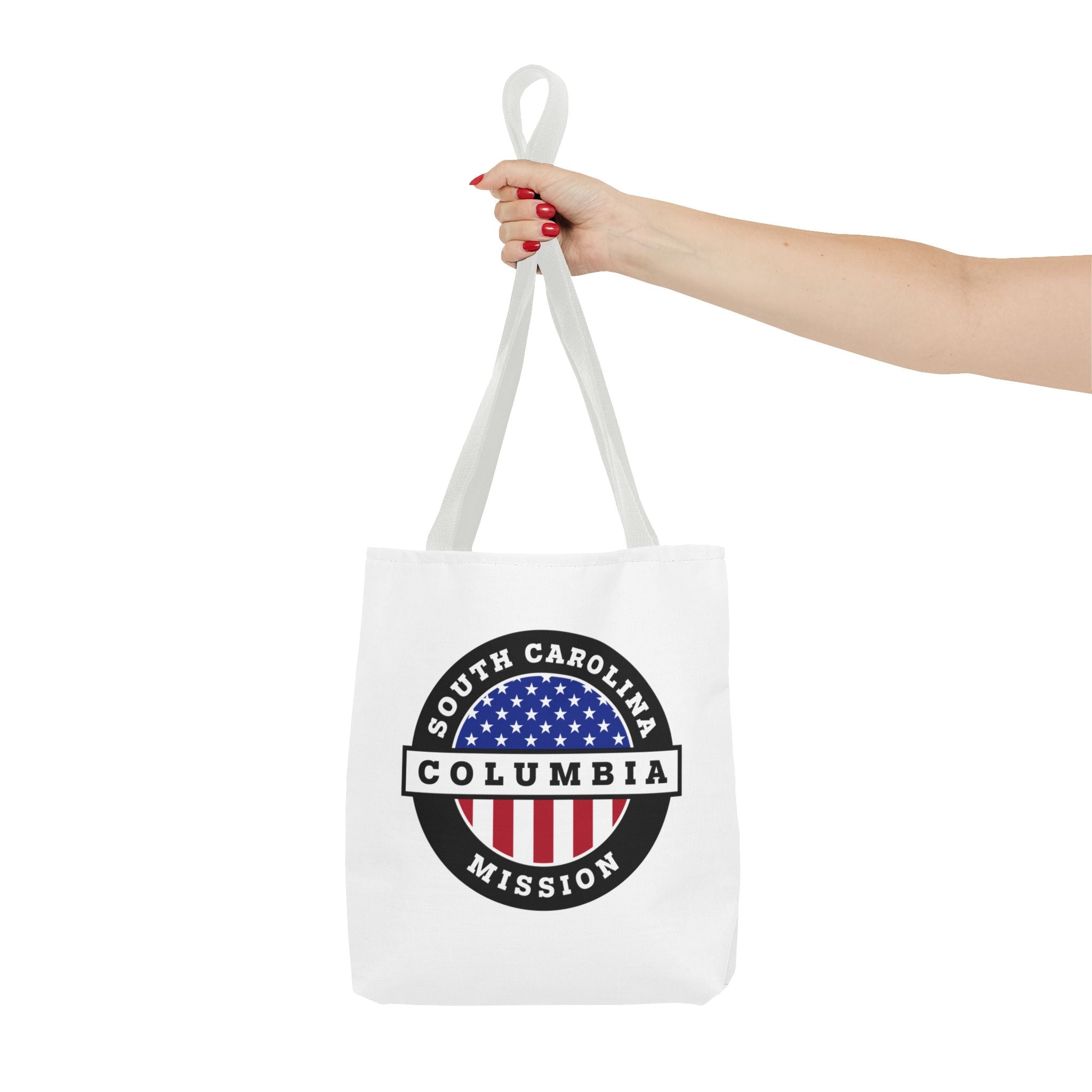 South Carolina Columbia Mission USA Flag Logo Tote Bag White - Mission Wishlist - LDS Missionary Gift Store