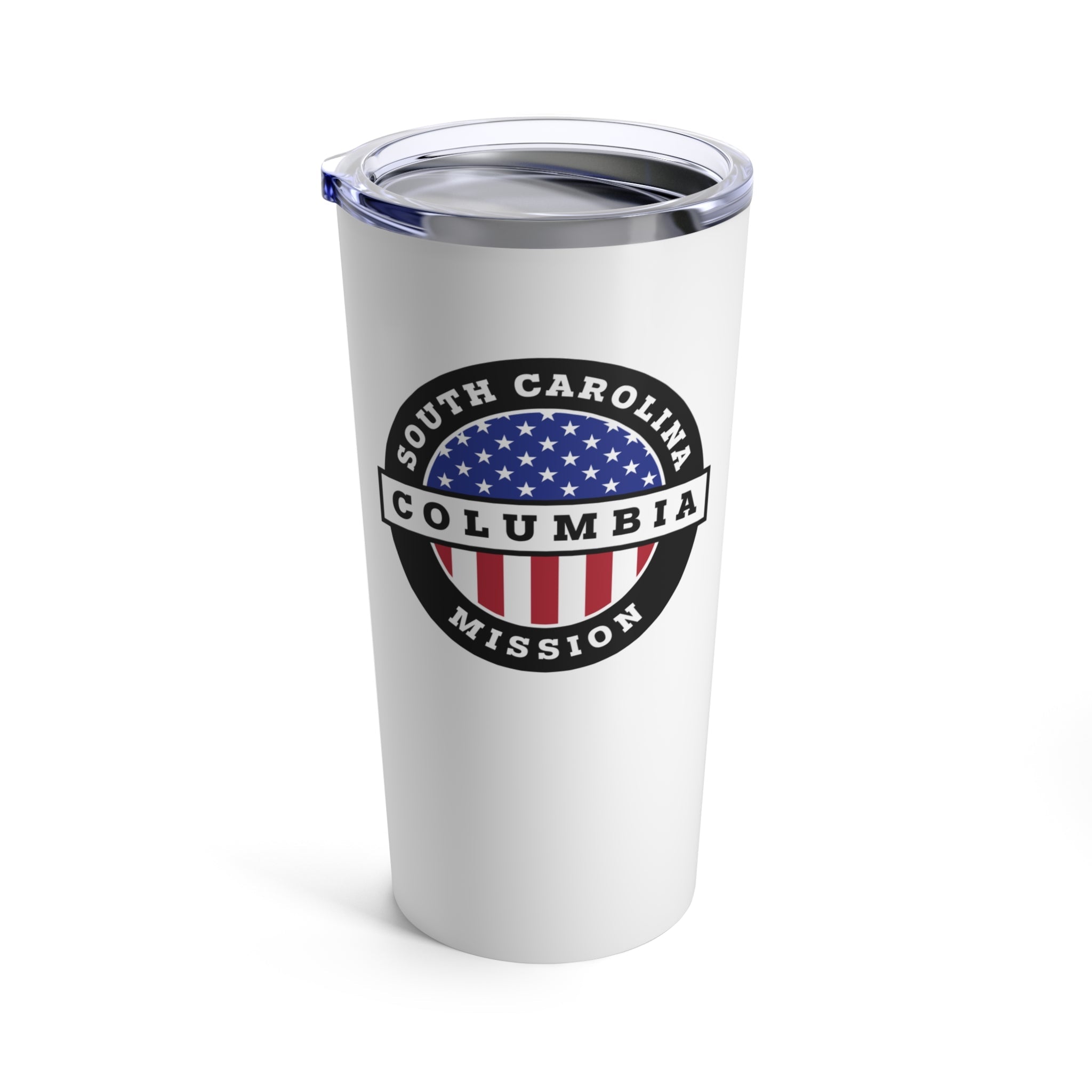 South Carolina Columbia Mission USA Flag Logo Tumbler 20oz White - Mission Wishlist - LDS Missionary Gift Store