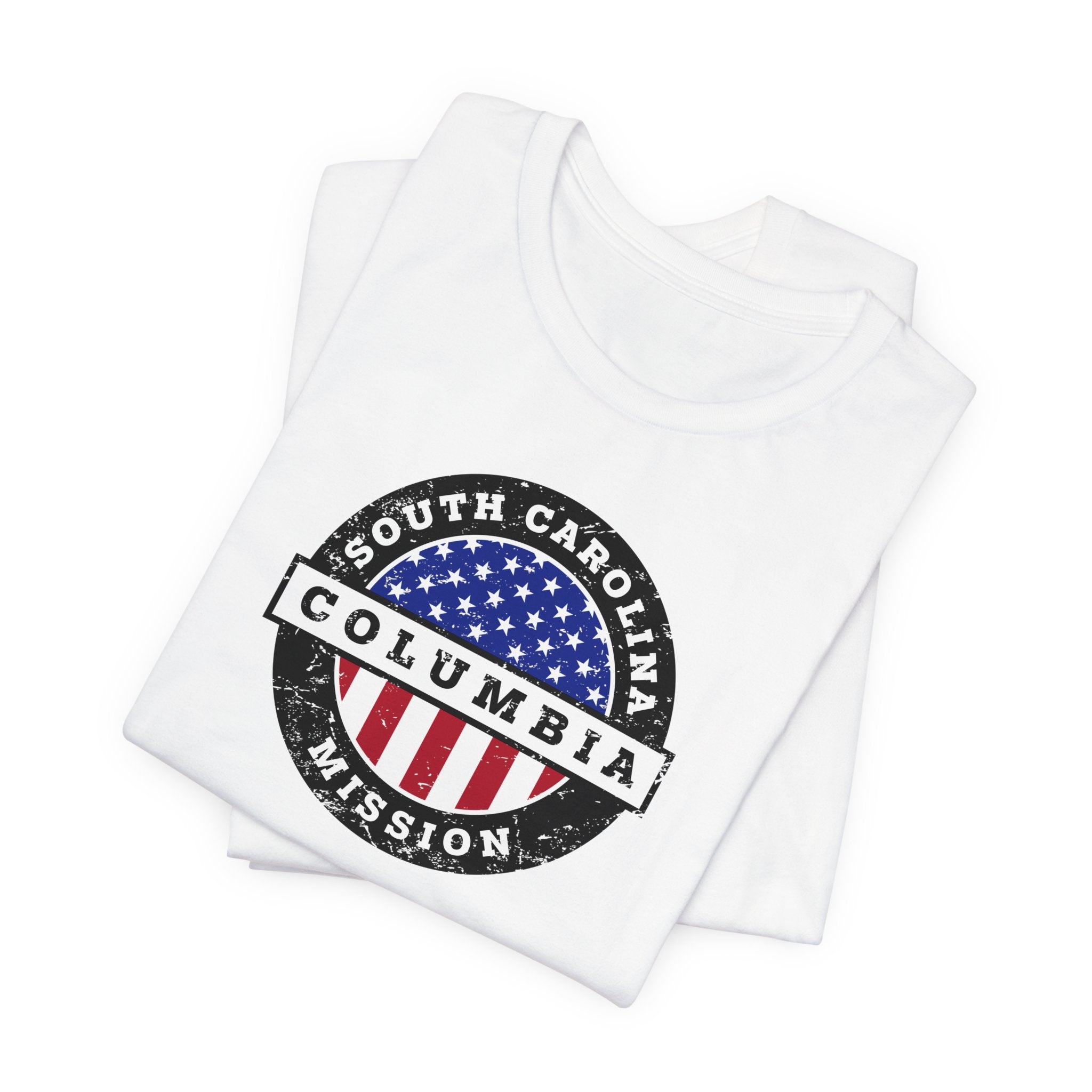 South Carolina Columbia Mission Vintage Circular USA Flag T-Shirt - Mission Wishlist - LDS Missionary Gift Store