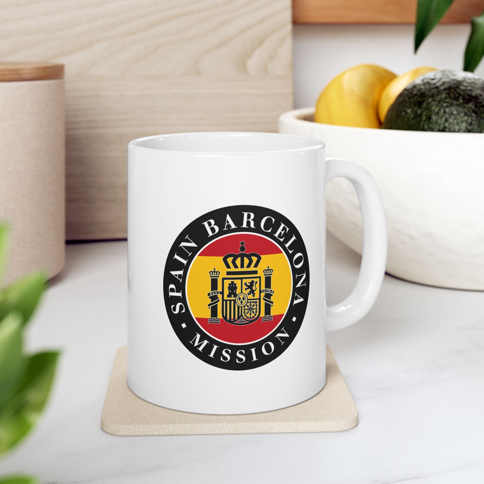 Spain Barcelona Mission Circular Flag White Ceramic Mug - Mission Wishlist - LDS Missionary Gift Store