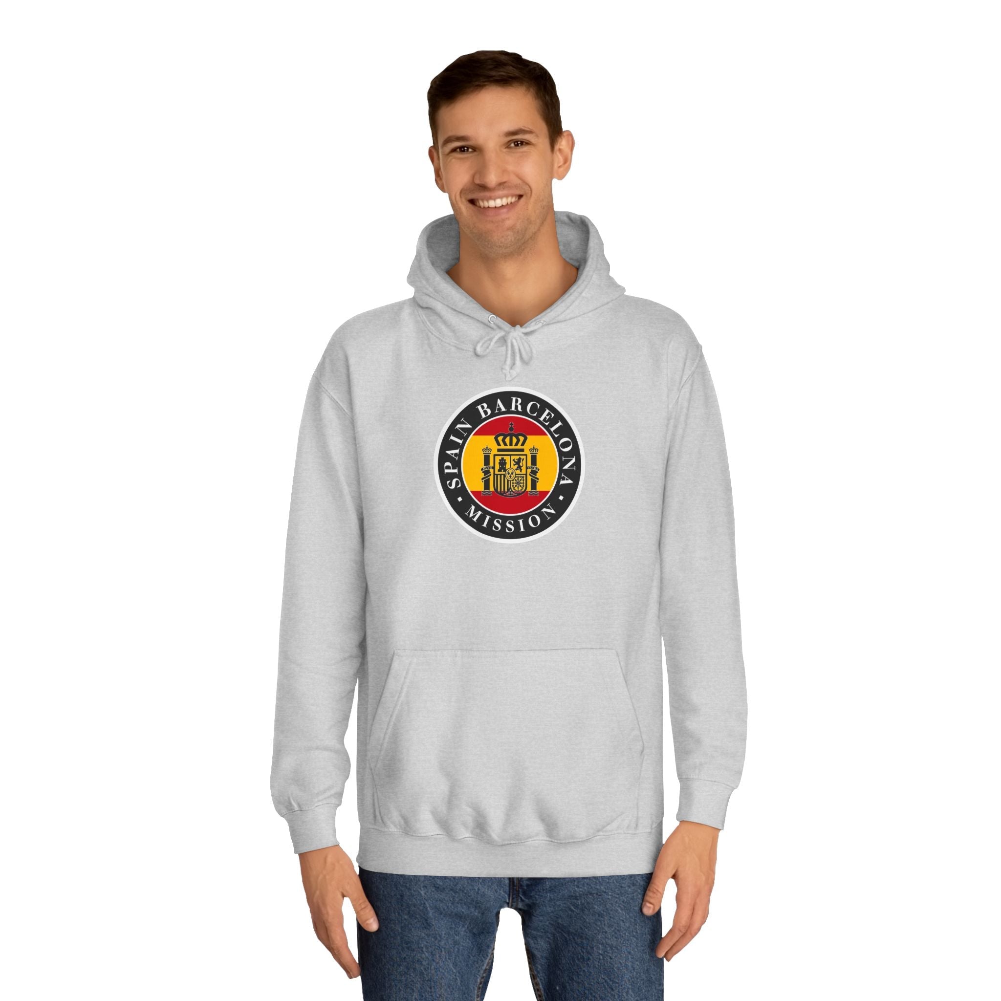 Spain Barcelona Mission Flag Logo (Black Border) College Hoodie - Mission Wishlist - LDS Missionary Gift Store