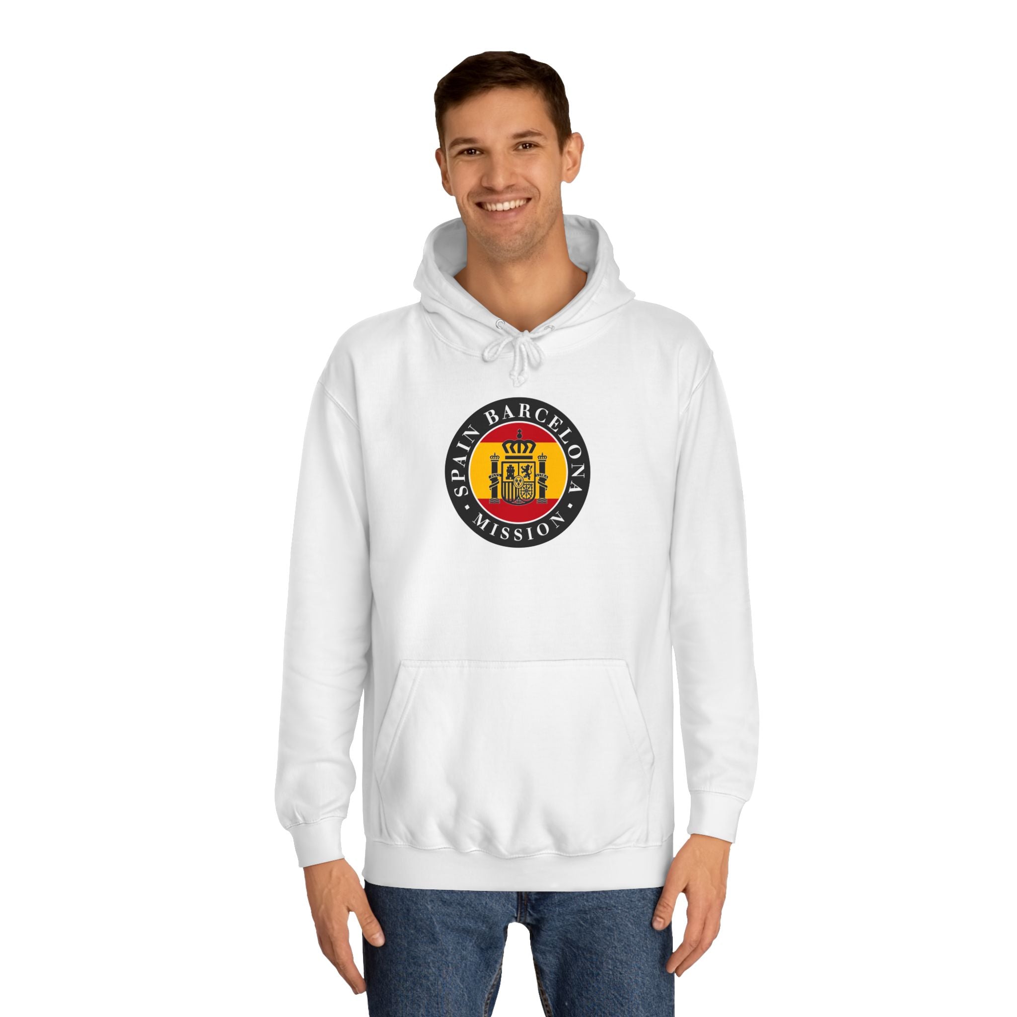 Spain Barcelona Mission Flag Logo (Black Border) College Hoodie - Mission Wishlist - LDS Missionary Gift Store