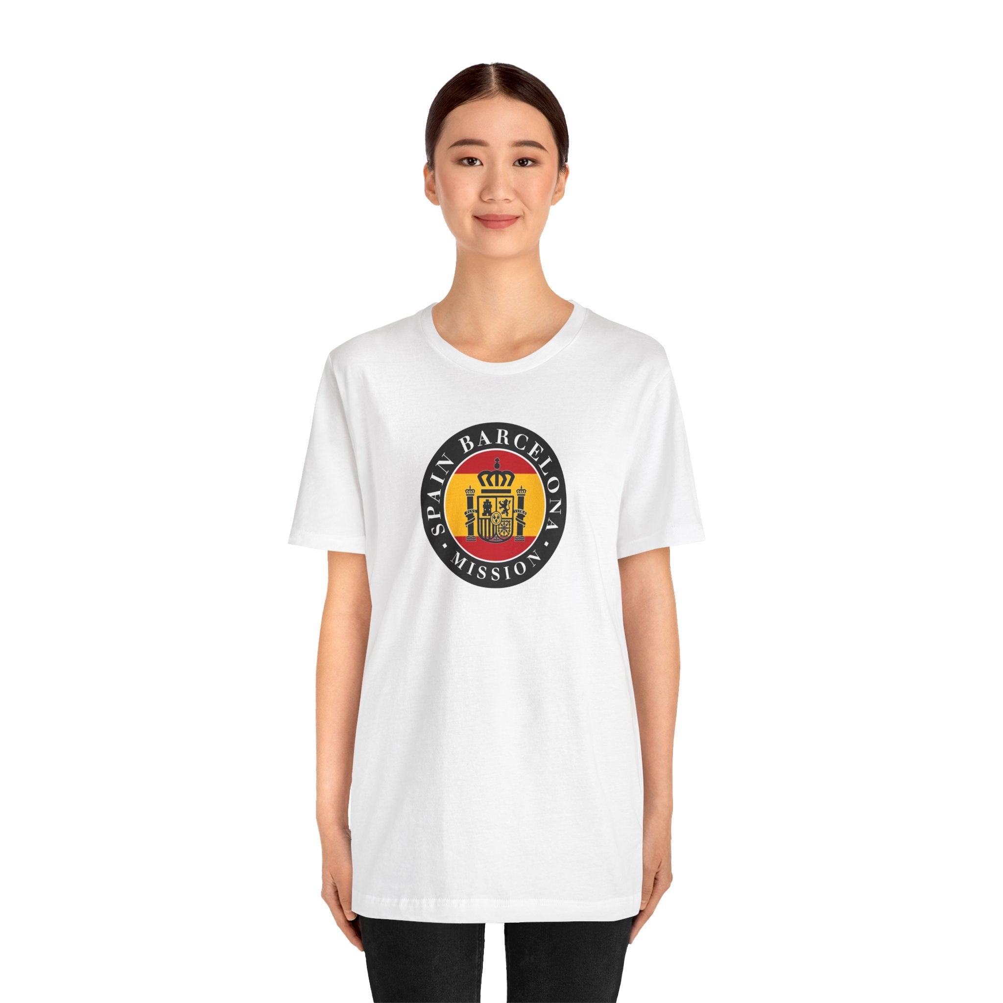 Spain Barcelona Mission Flag Logo (Black Border) T-shirt - Mission Wishlist - LDS Missionary Gift Store