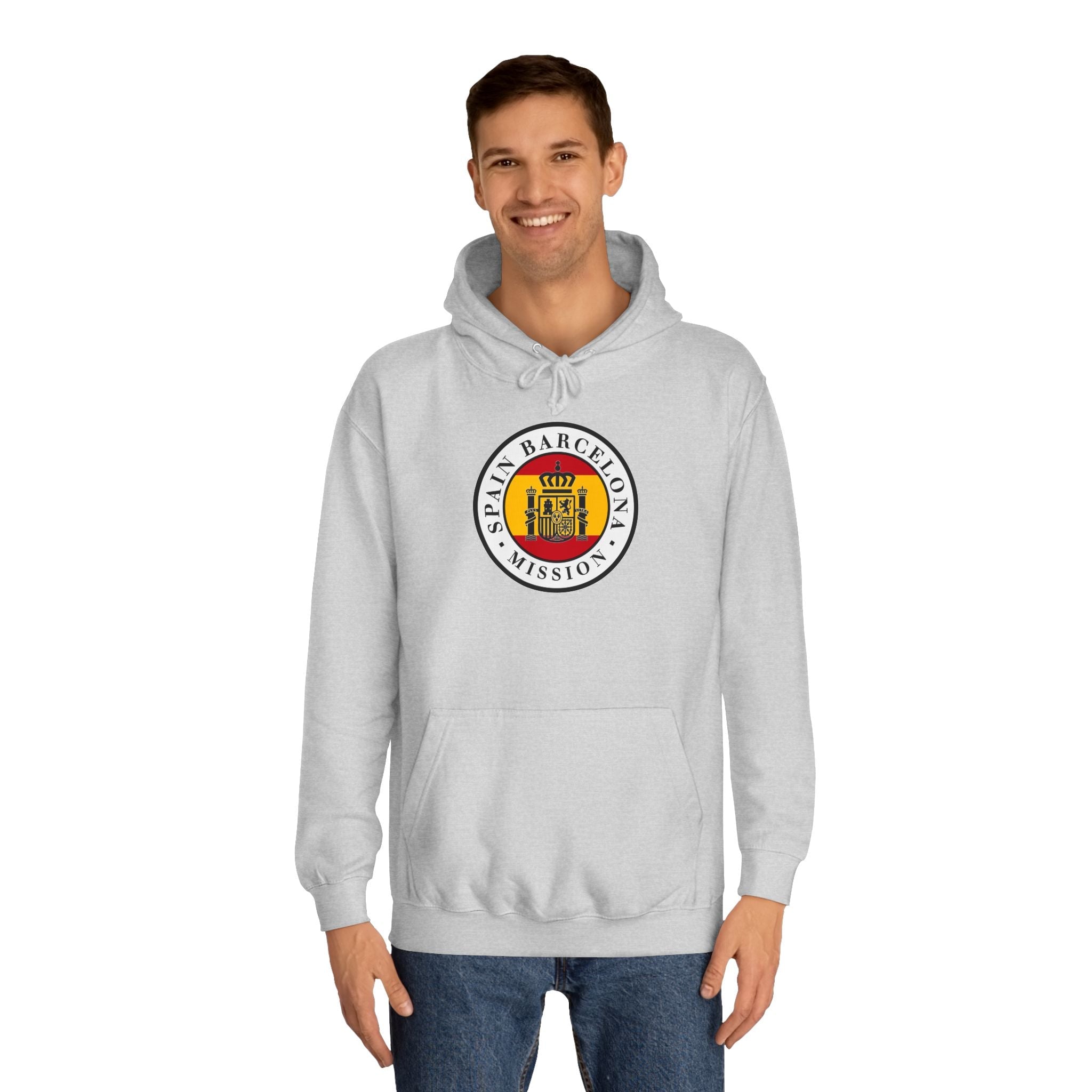 Spain Barcelona Mission Flag Logo (White Border) College Hoodie - Mission Wishlist - LDS Missionary Gift Store