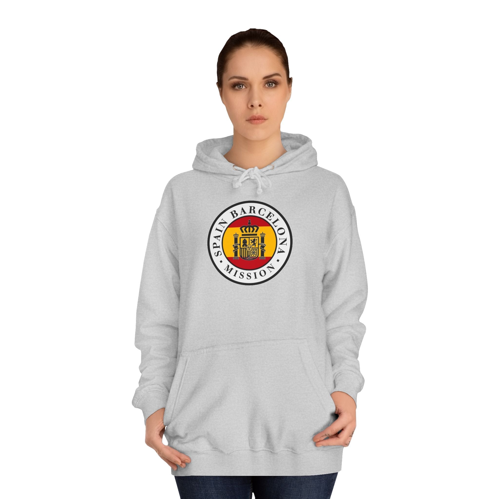 Spain Barcelona Mission Flag Logo (White Border) College Hoodie - Mission Wishlist - LDS Missionary Gift Store