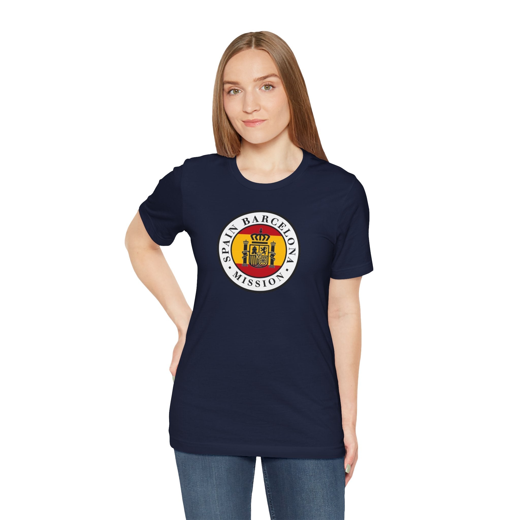 Spain Barcelona Mission Flag Logo (White Border) T-shirt - Mission Wishlist - LDS Missionary Gift Store