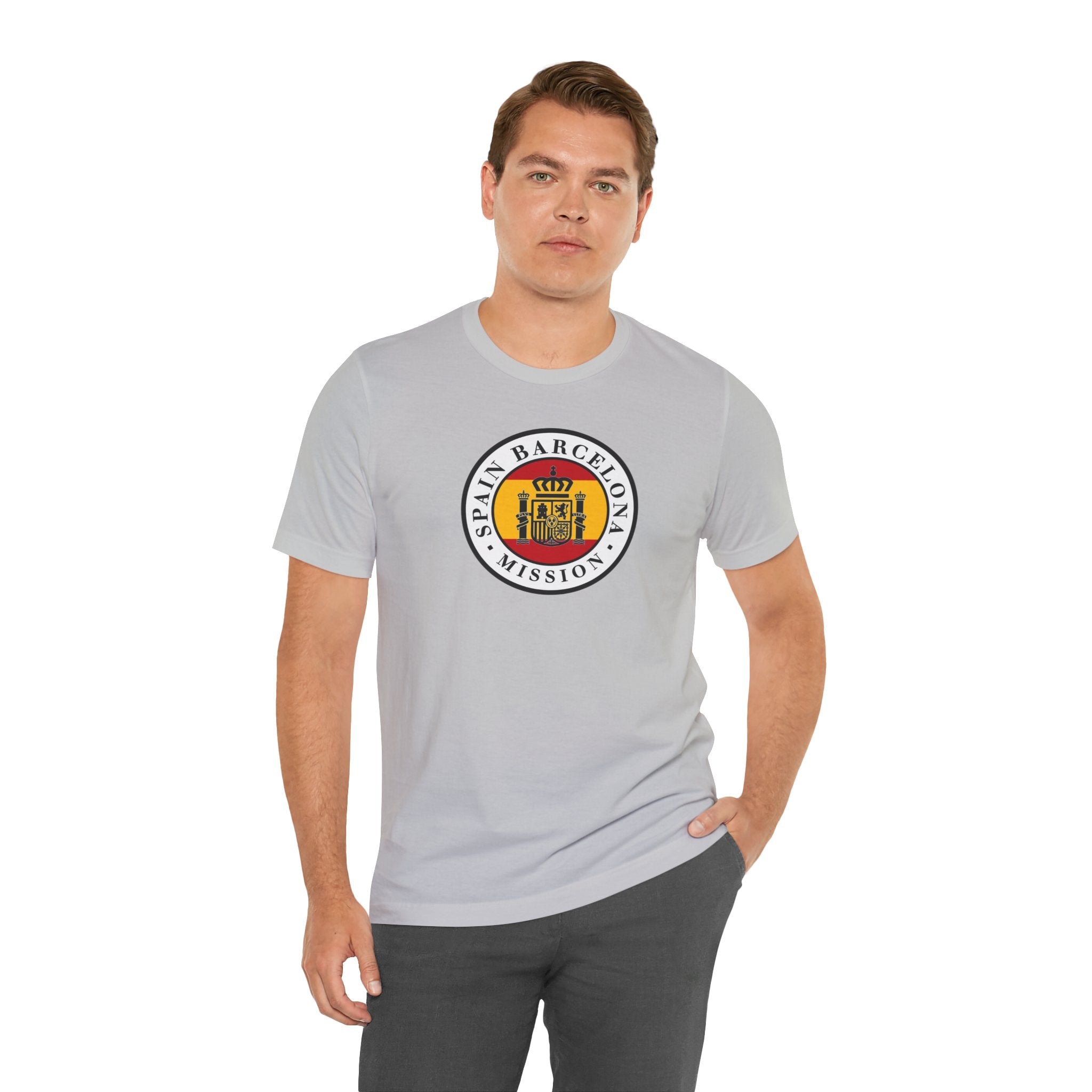 Spain Barcelona Mission Flag Logo (White Border) T-shirt - Mission Wishlist - LDS Missionary Gift Store