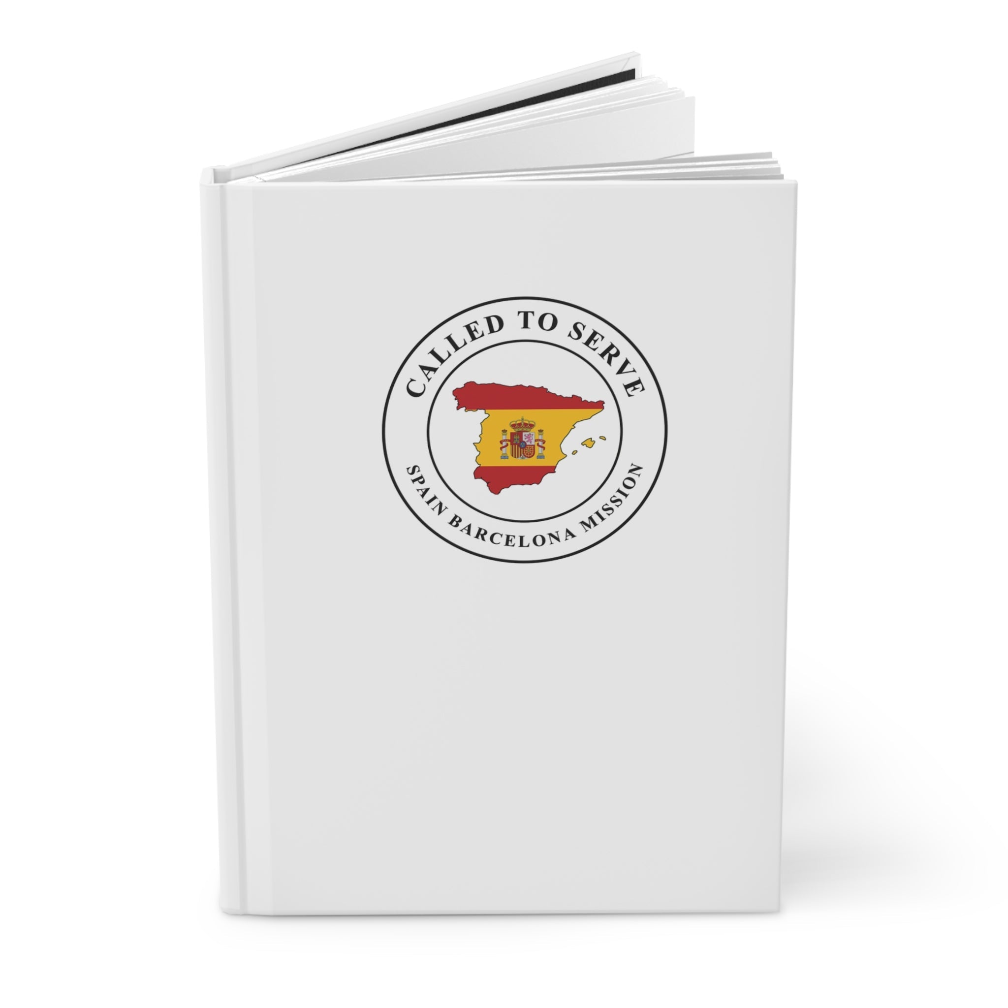 Spain Barcelona Mission Flag Map Called to Serve White Hardcover Journal Matte - Mission Wishlist - LDS Missionary Gift Store