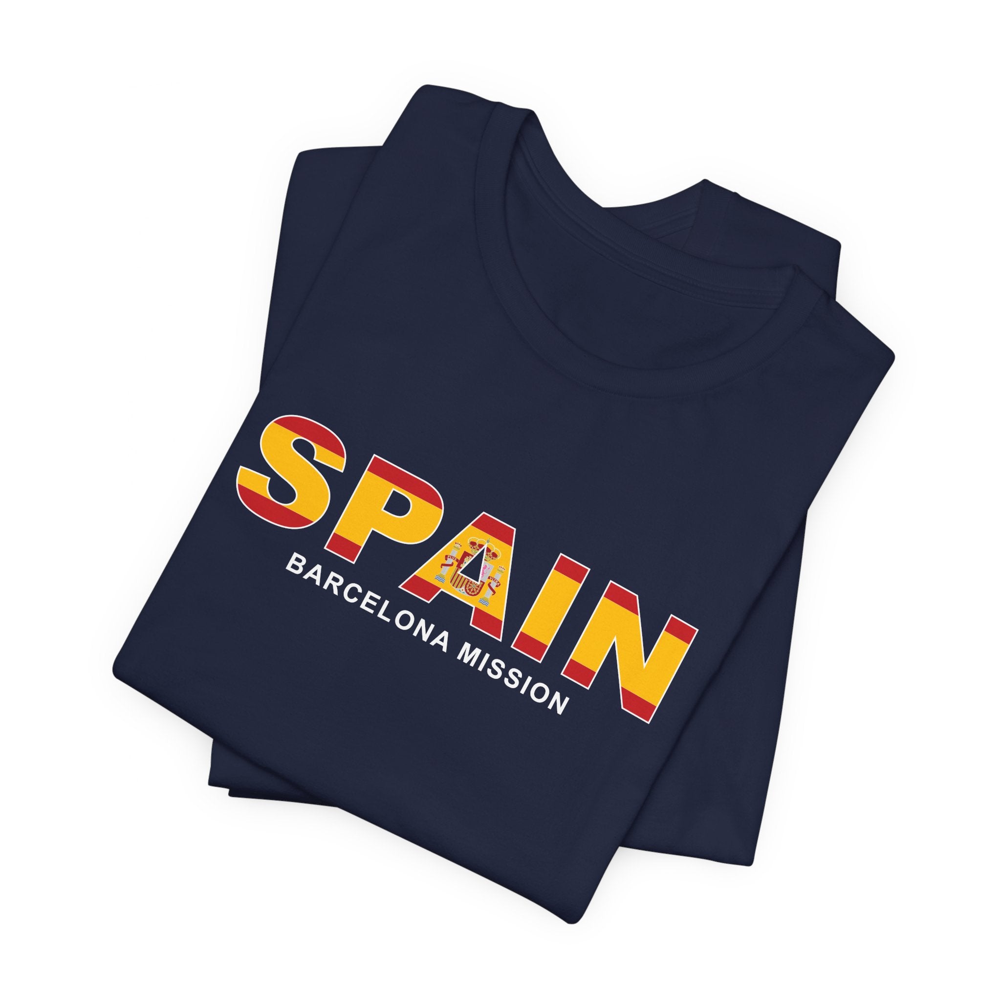 Spain Barcelona Mission Flag Title T-shirt - Mission Wishlist - LDS Missionary Gift Store