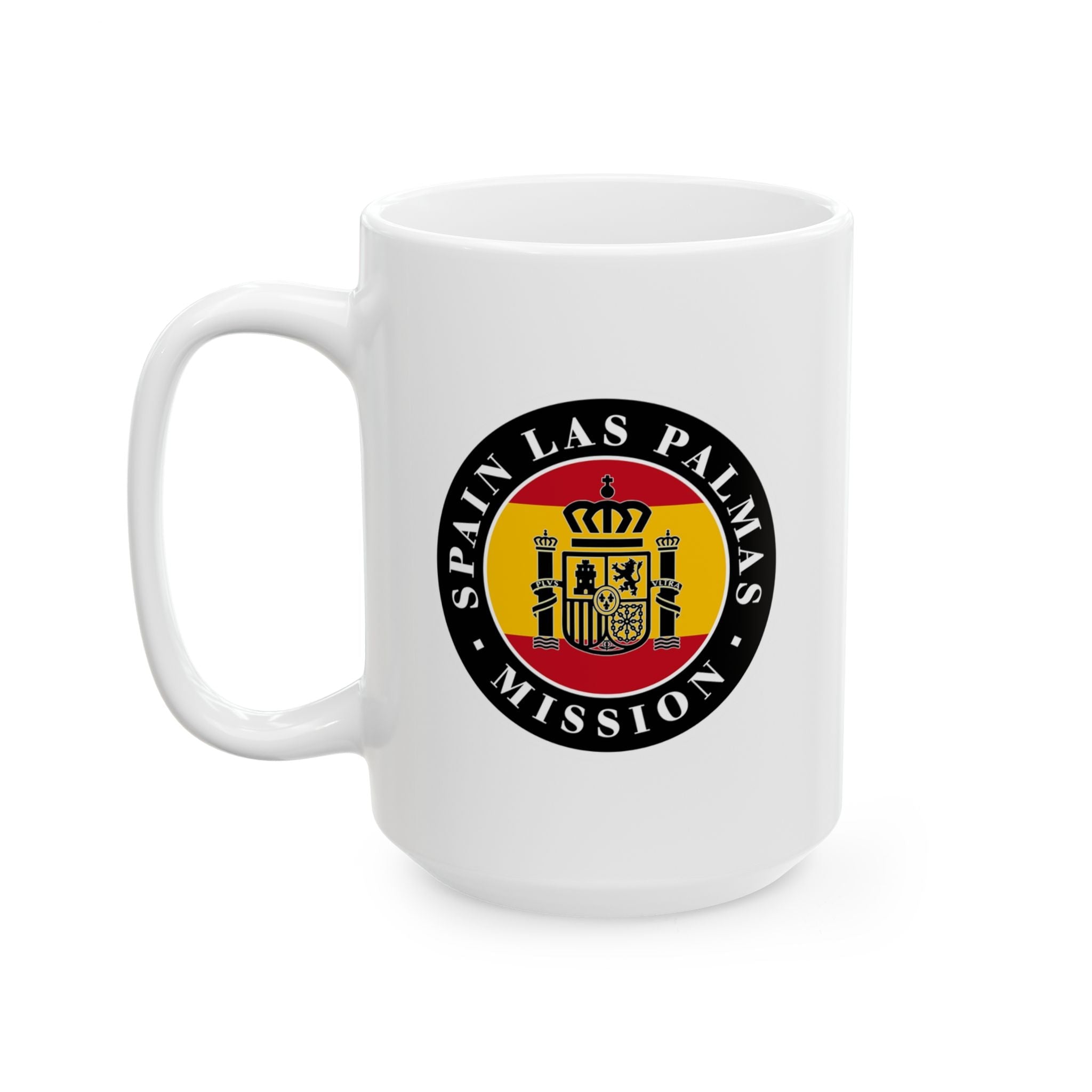 Spain Las Palmas Mission Circular Flag White Ceramic Mug - Latter-Day Saint LDS Missionary Gift - Book of Mormon