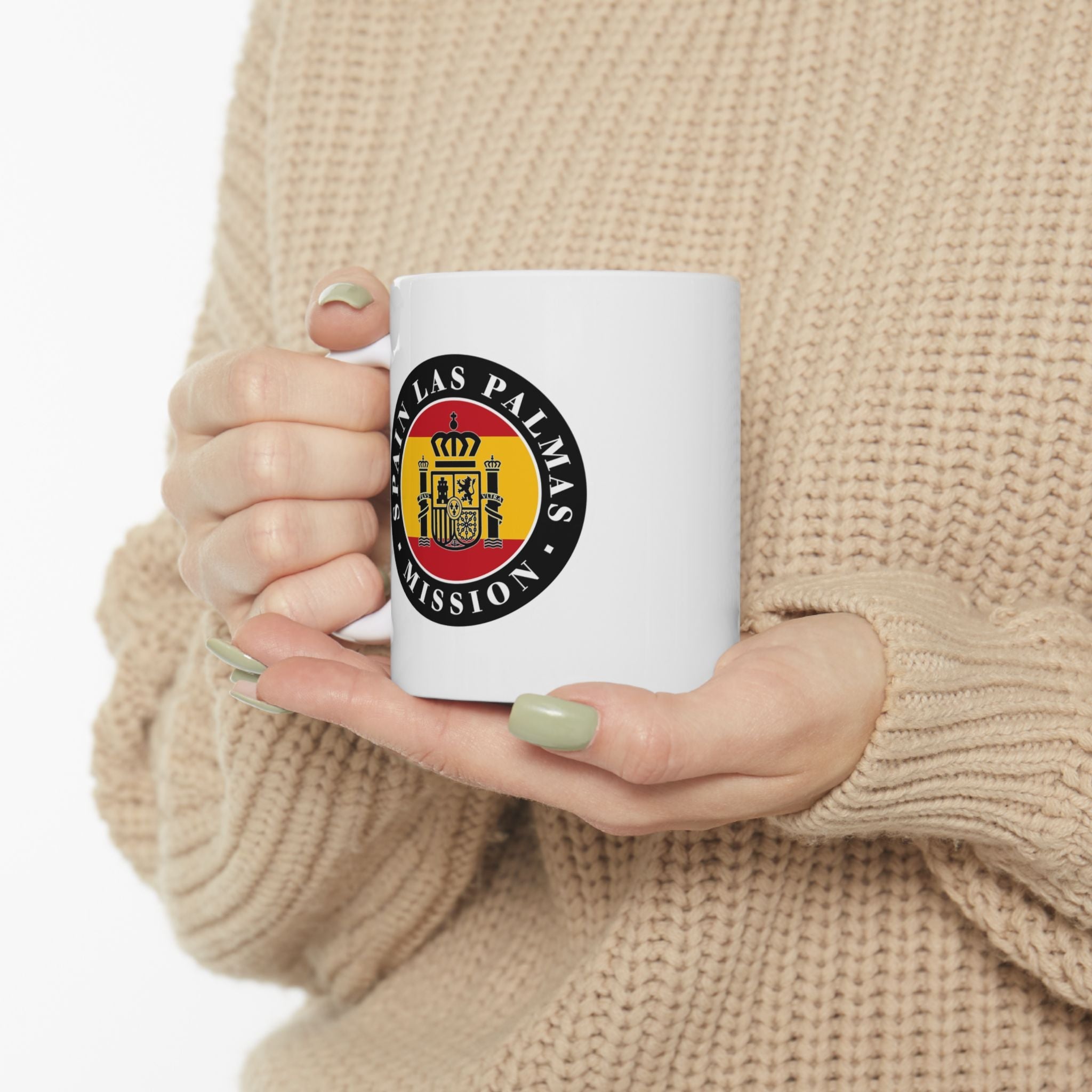 Spain Las Palmas Mission Circular Flag White Ceramic Mug - Latter-Day Saint LDS Missionary Gift - Book of Mormon