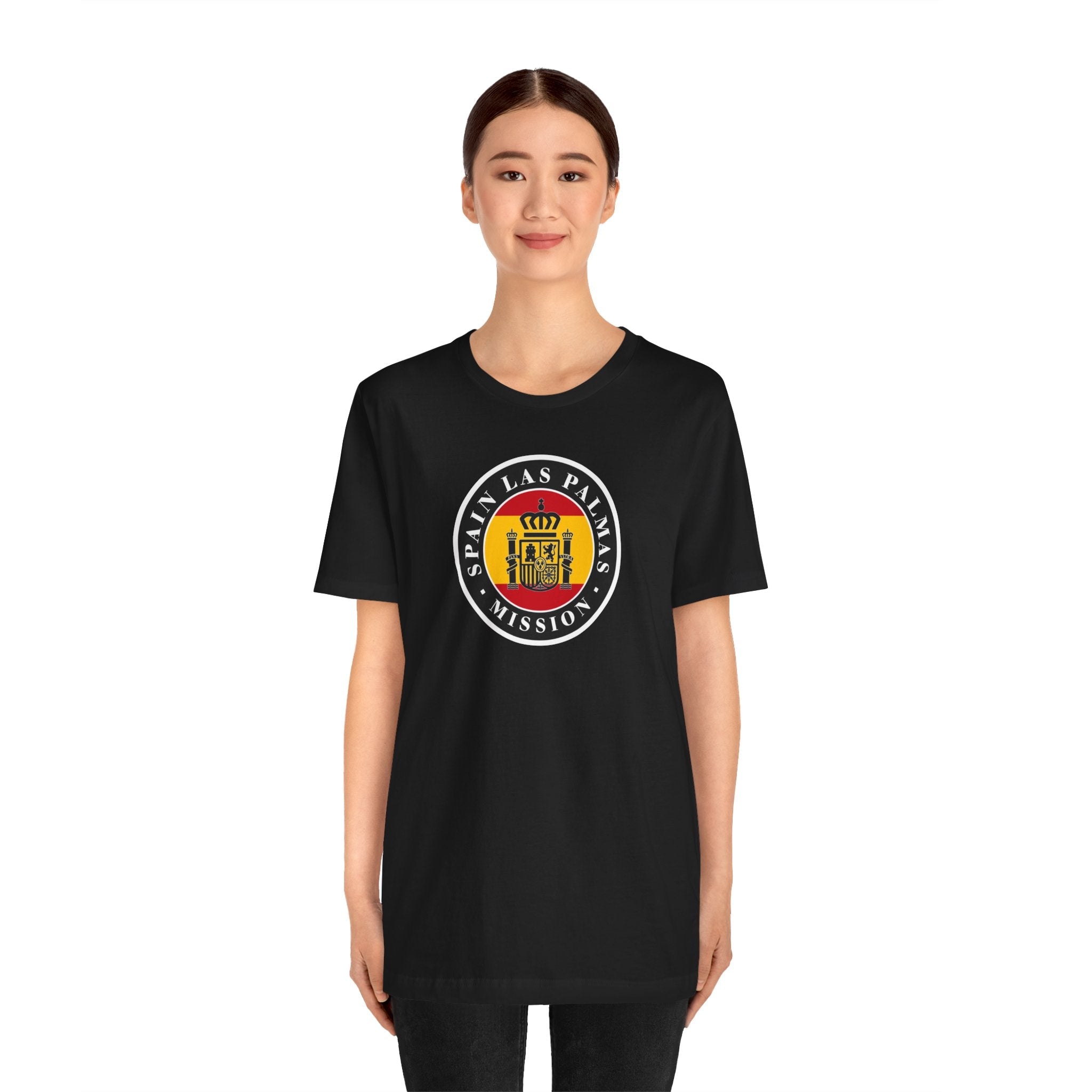 Spain Las Palmas Mission Flag Logo (Black Border) T-shirt - Mission Wishlist - LDS Missionary Gift Store