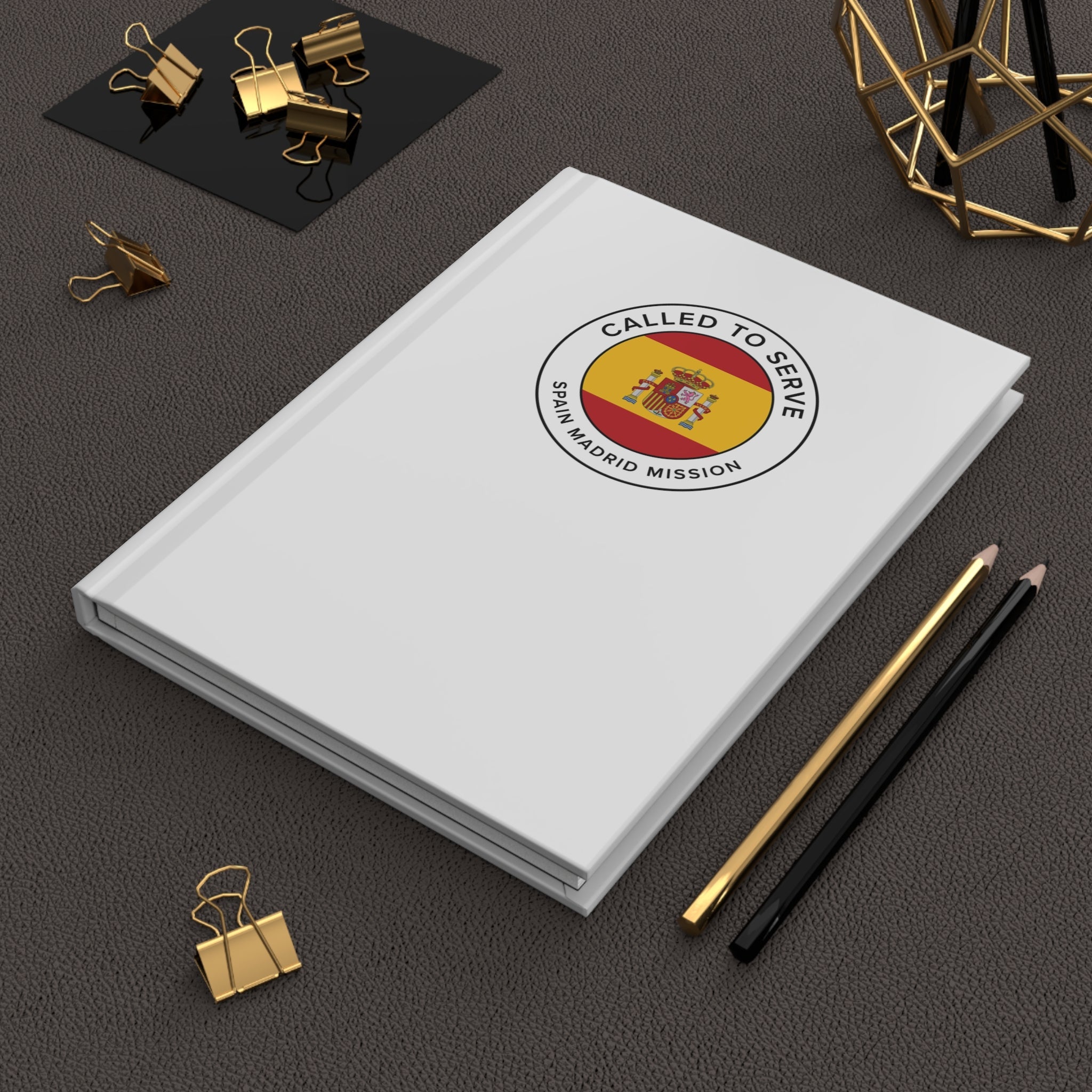 Spain Madrid Mission Circle Flag Called to Serve White Hardcover Journal Matte - Mission Wishlist - LDS Missionary Gift Store