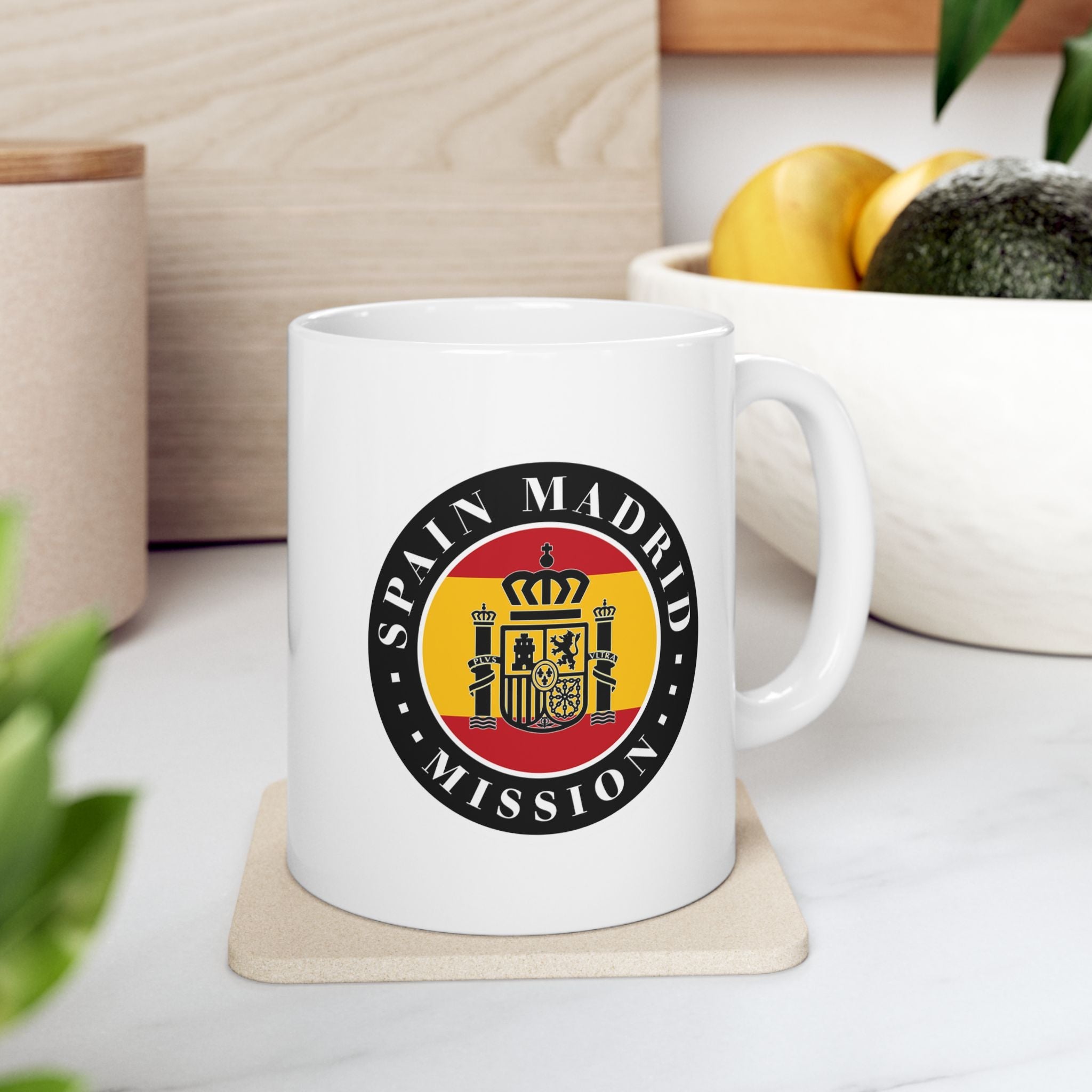 Spain Madrid Mission Circular Flag White Ceramic Mug - Latter-Day Saint LDS Missionary Gift - Book of Mormon