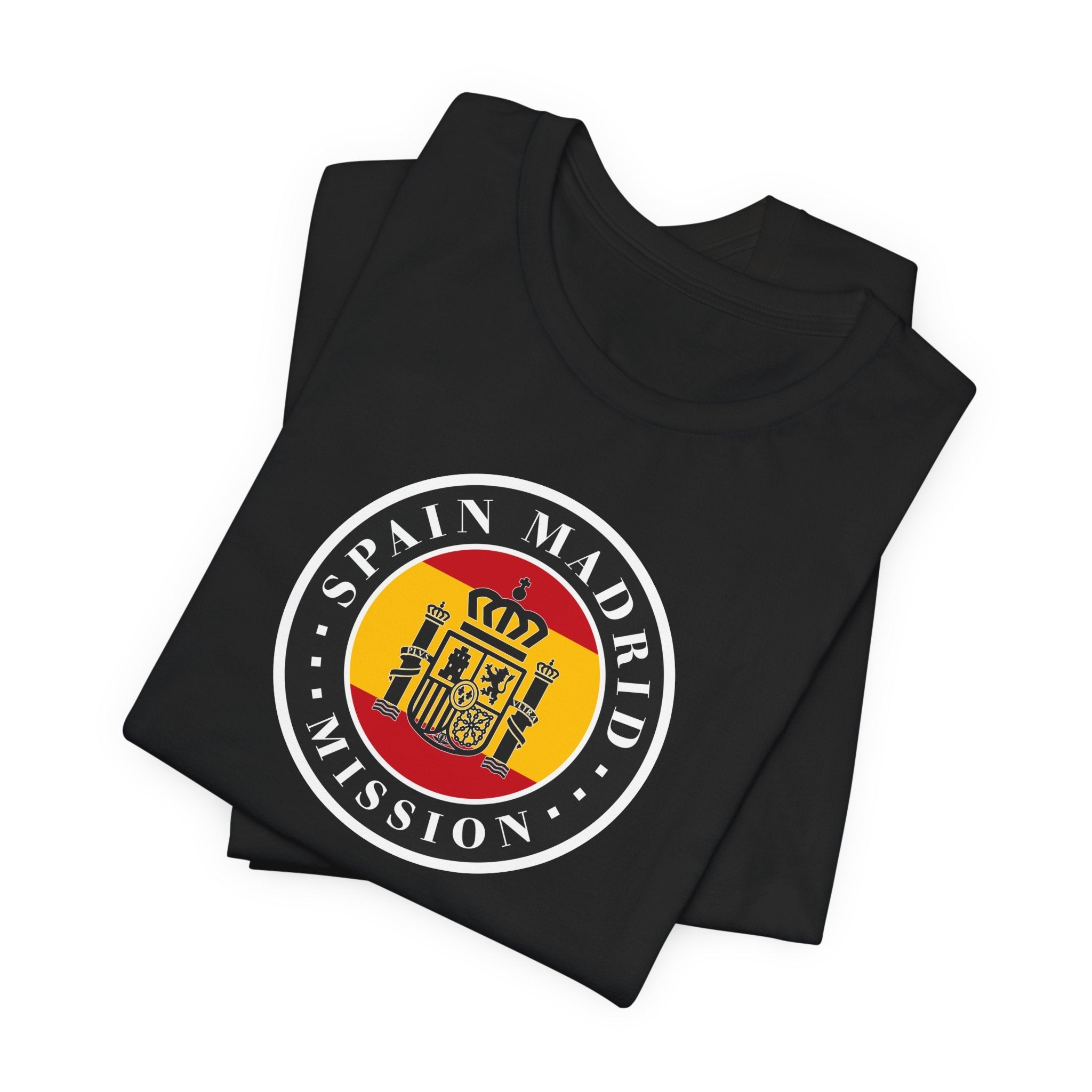Spain Madrid Mission Flag Logo (Black Border) T-shirt - Mission Wishlist - LDS Missionary Gift Store