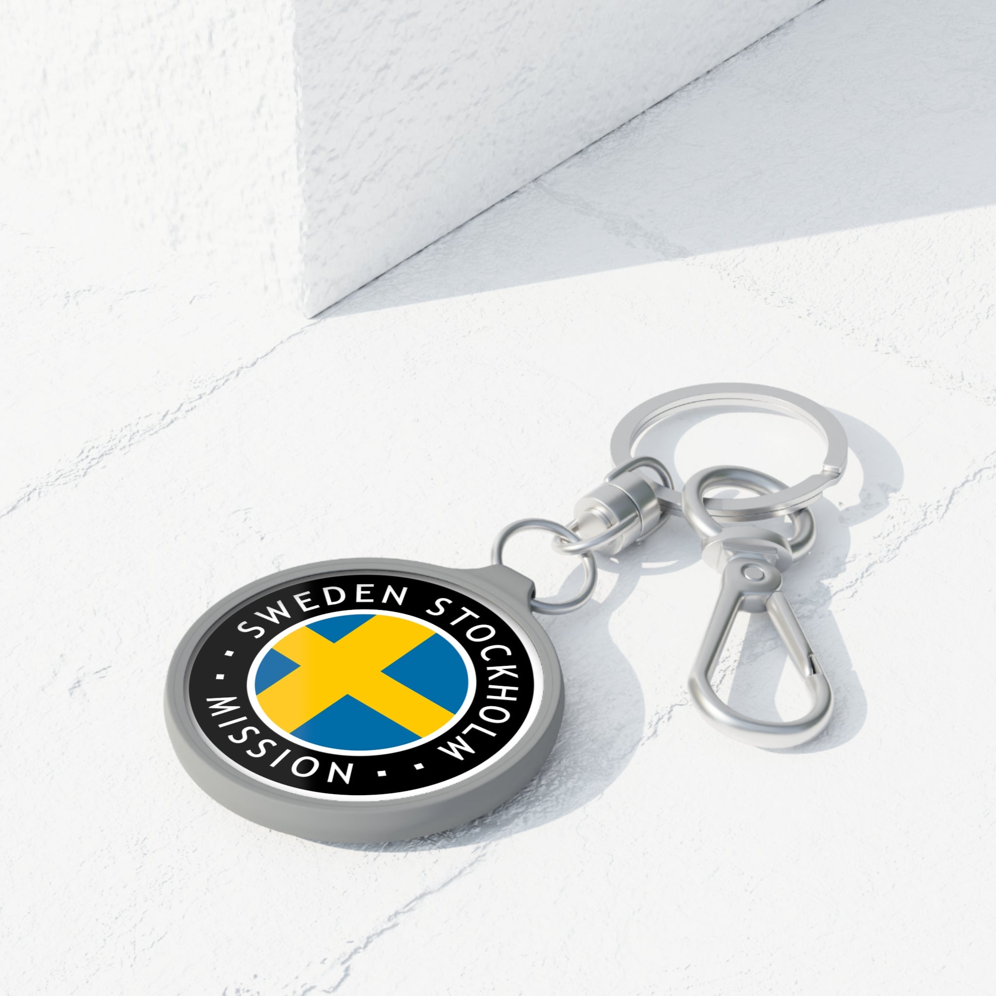 Sweden Stockholm Mission Circle Flag Key Tag - Latter-Day Saint LDS Missionary Gift - Book of Mormon