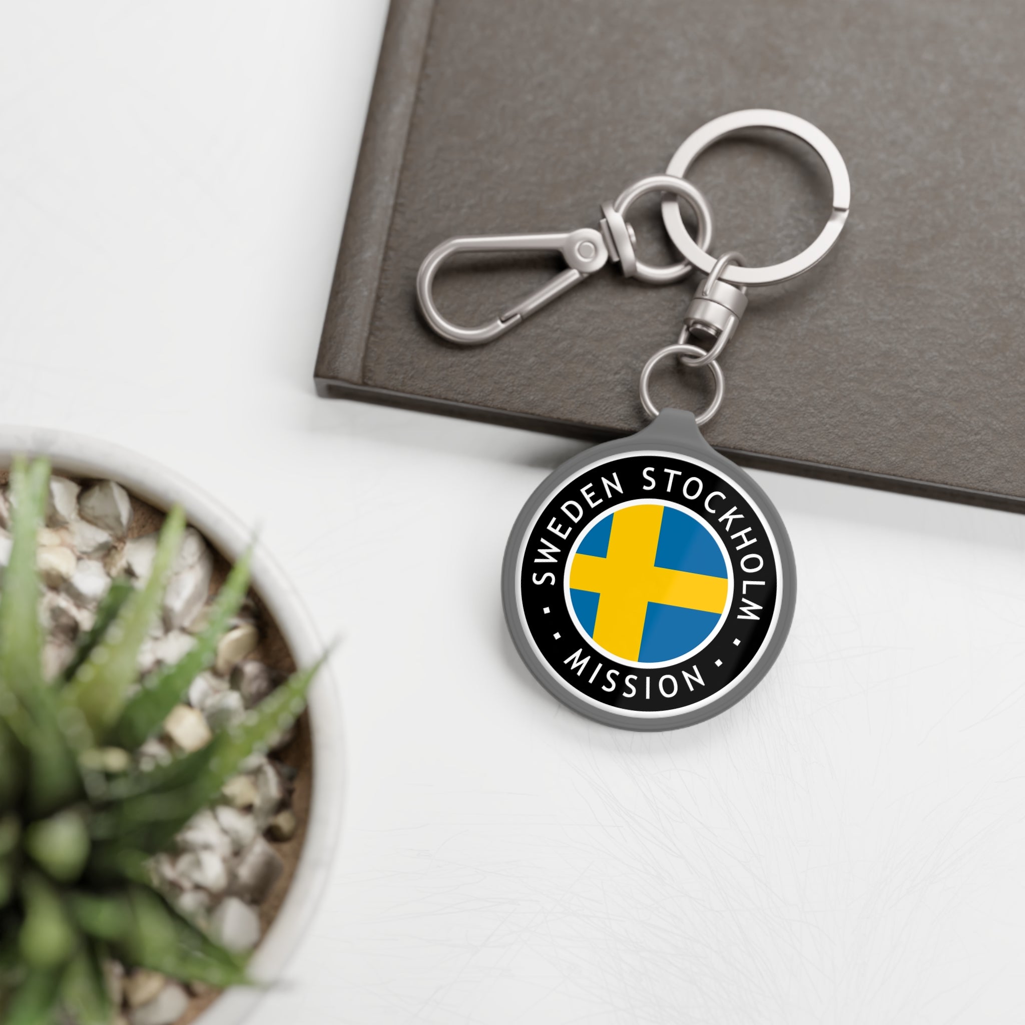 Sweden Stockholm Mission Circle Flag Key Tag - Latter-Day Saint LDS Missionary Gift - Book of Mormon