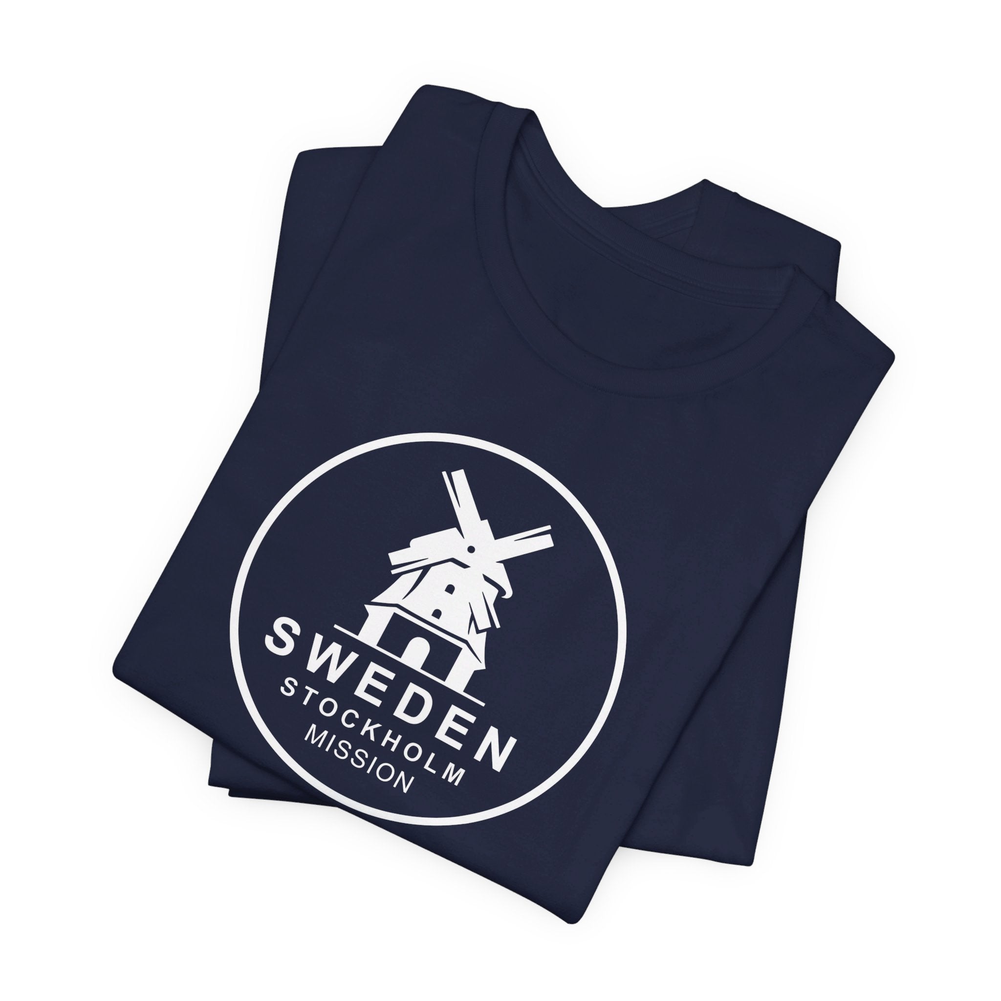 Sweden Stockholm Mission Circular Monochrome Logo T-Shirt - Mission Wishlist - LDS Missionary Gift Store