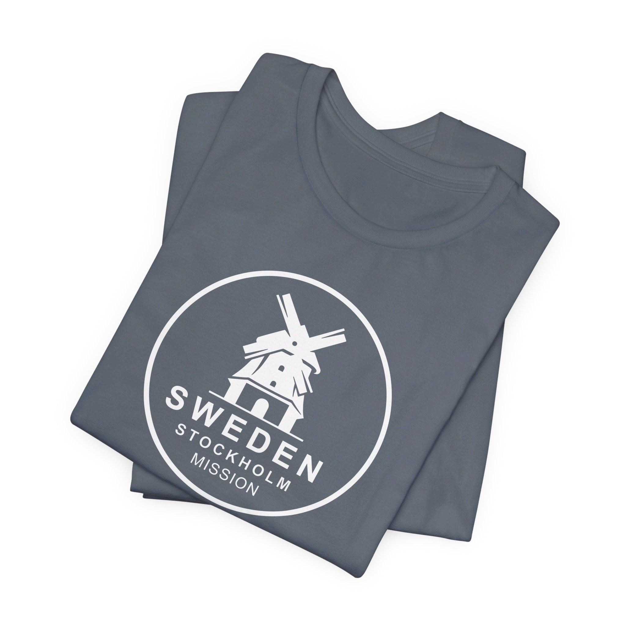 Sweden Stockholm Mission Circular Monochrome Logo T-Shirt - Mission Wishlist - LDS Missionary Gift Store