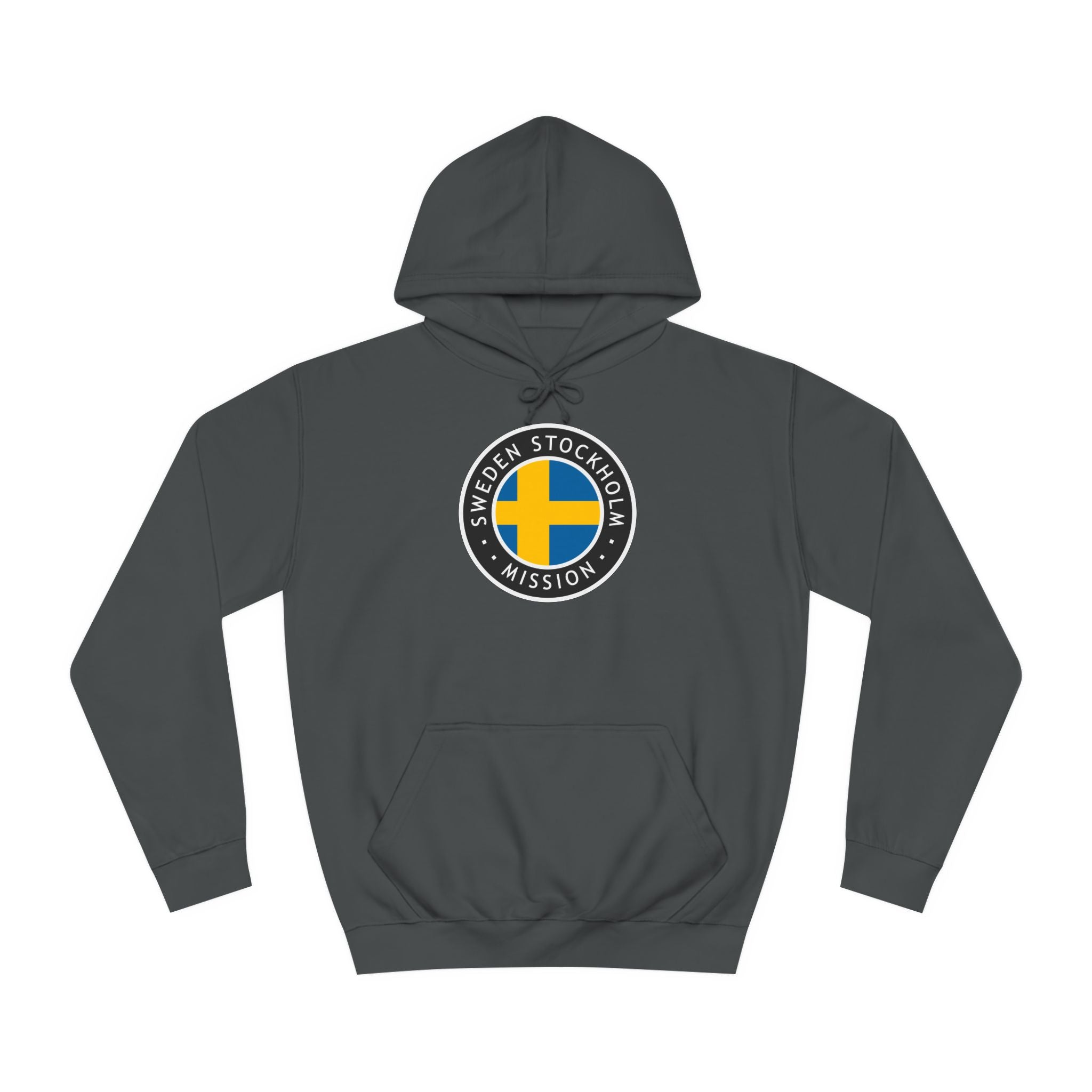 Sweden Stockholm Mission Flag Logo (Black Border) College Hoodie - Latter-Day Saint LDS Missionary Gift - Book of Mormon