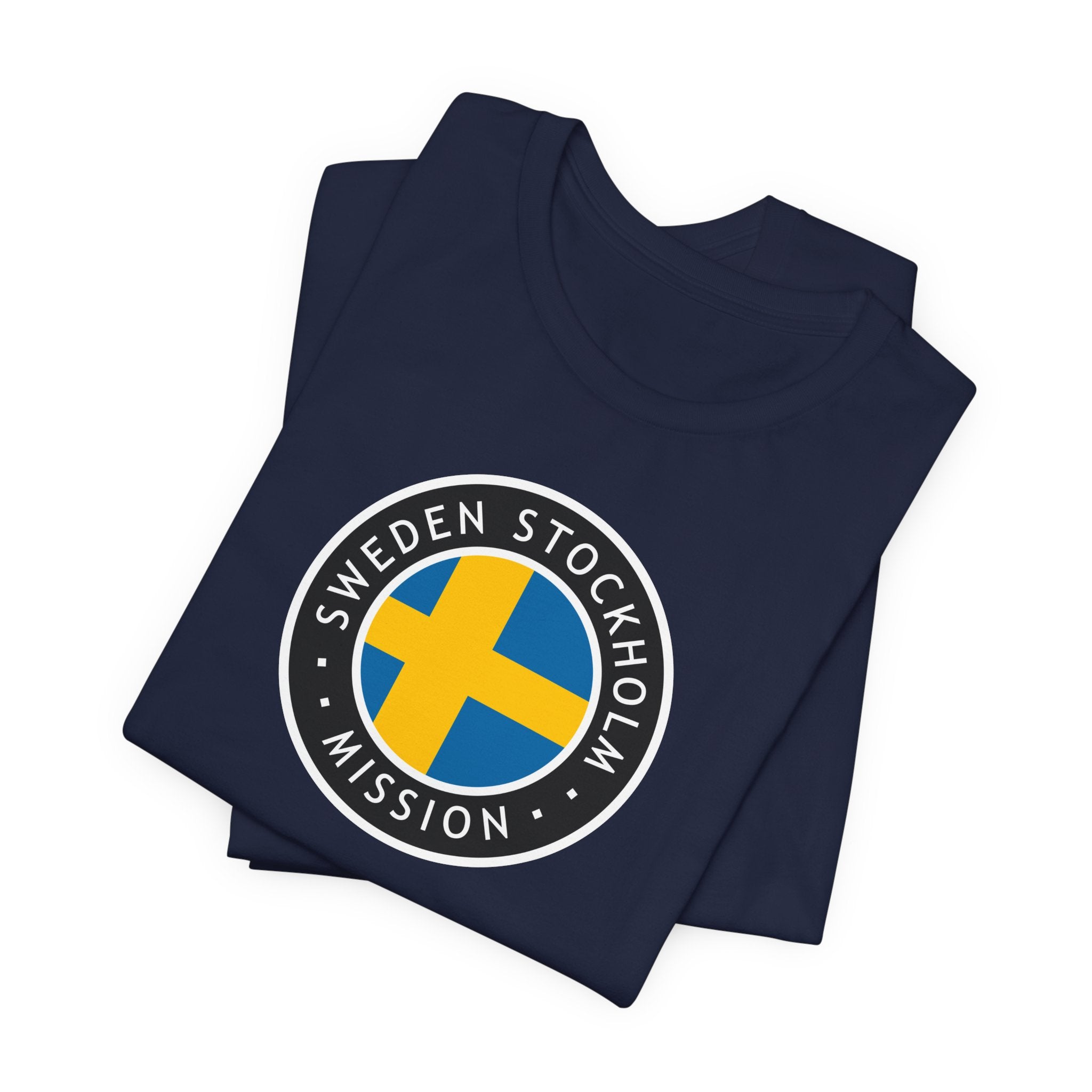 Sweden Stockholm Mission Flag Logo (Black Border) T-shirt - Latter-Day Saint LDS Missionary Gift - Book of Mormon