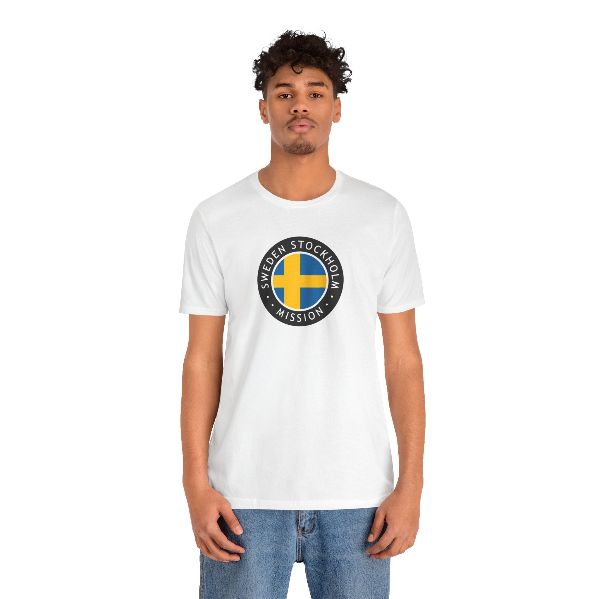 Sweden Stockholm Mission Flag Logo (Black Border) T-shirt - Latter-Day Saint LDS Missionary Gift - Book of Mormon