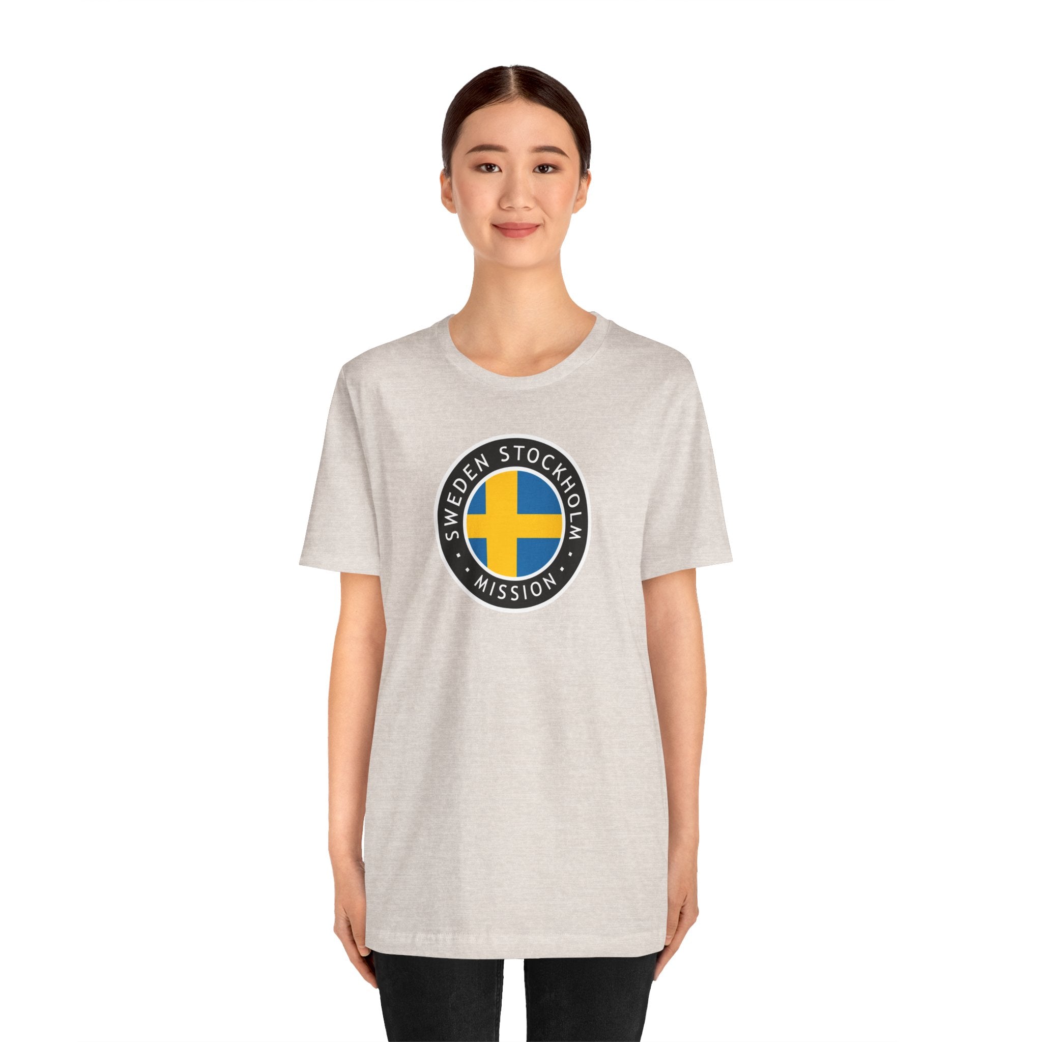 Sweden Stockholm Mission Flag Logo (Black Border) T-shirt - Latter-Day Saint LDS Missionary Gift - Book of Mormon