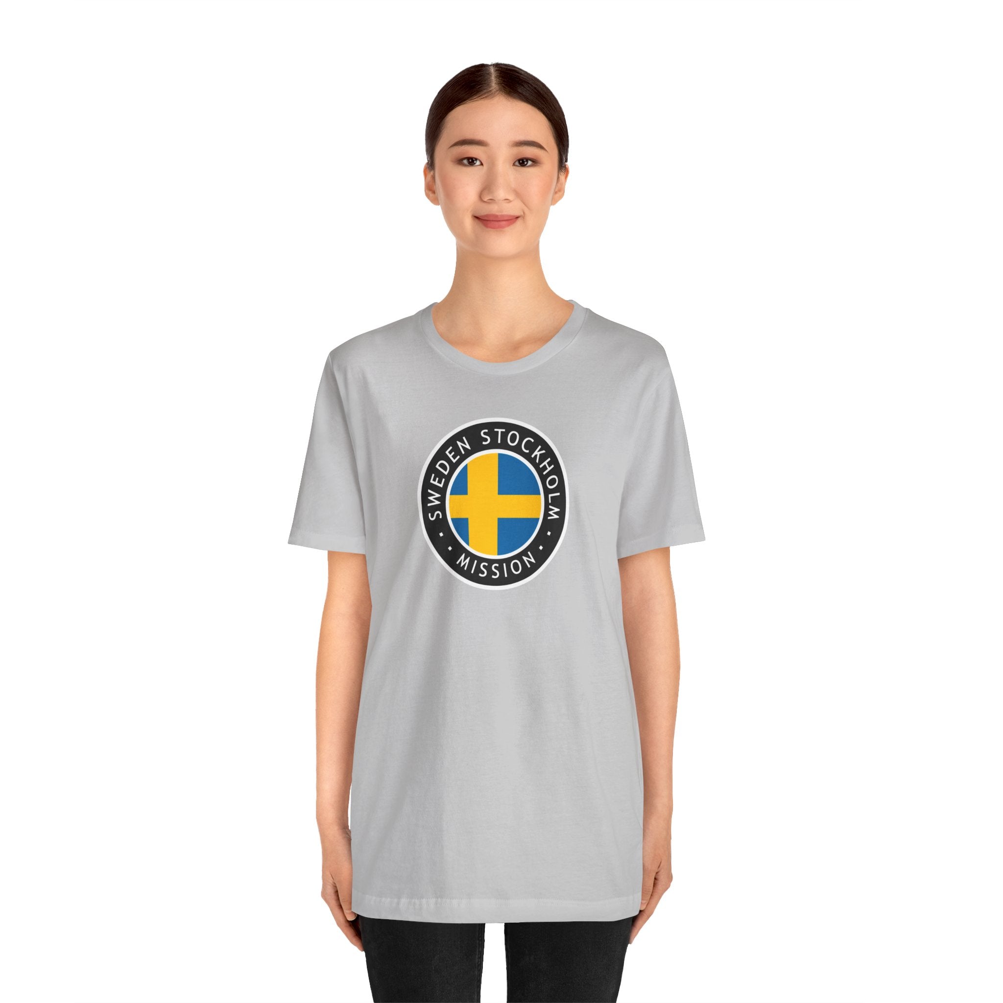 Sweden Stockholm Mission Flag Logo (Black Border) T-shirt - Latter-Day Saint LDS Missionary Gift - Book of Mormon