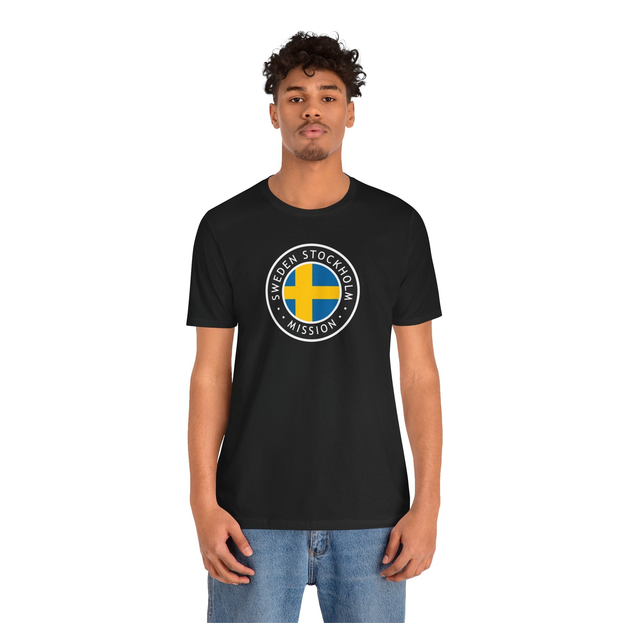 Sweden Stockholm Mission Flag Logo (Black Border) T-shirt - Latter-Day Saint LDS Missionary Gift - Book of Mormon