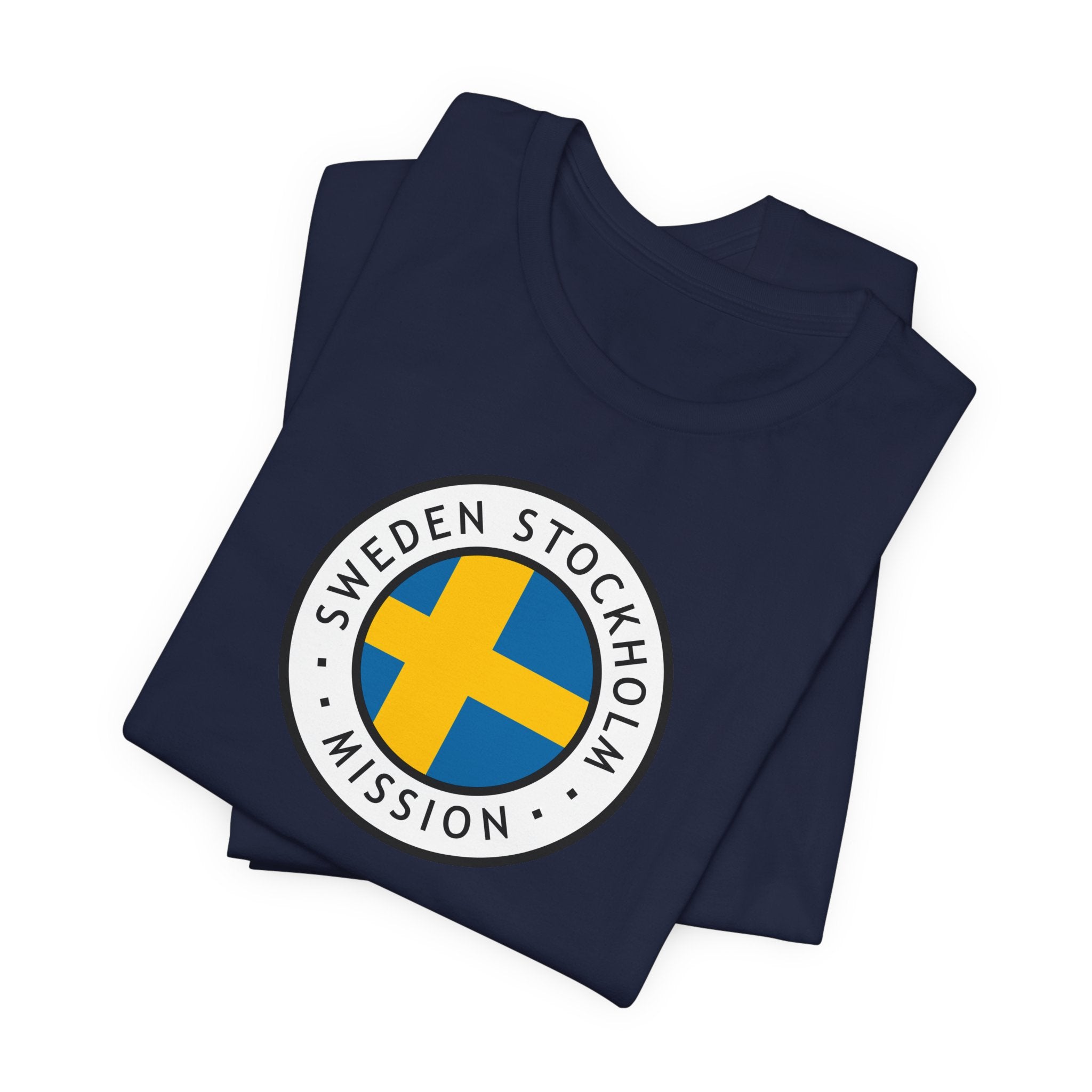 Sweden Stockholm Mission Flag Logo (White Border) T-shirt - Mission Wishlist - LDS Missionary Gift Store