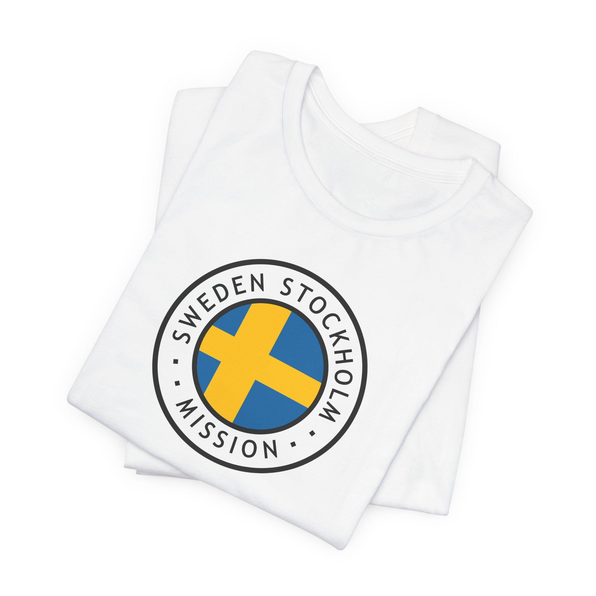 Sweden Stockholm Mission Flag Logo (White Border) T-shirt - Mission Wishlist - LDS Missionary Gift Store