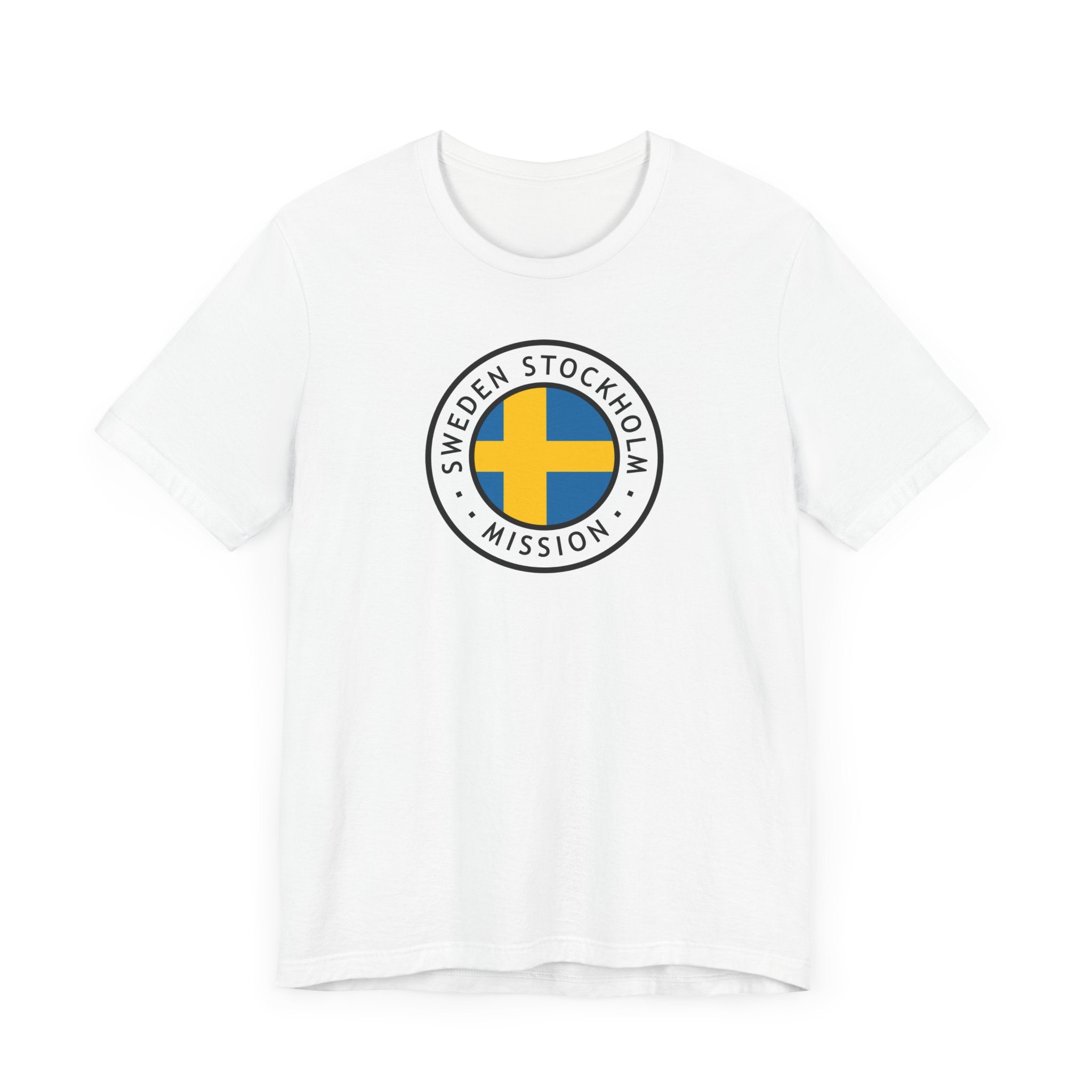 Sweden Stockholm Mission Flag Logo (White Border) T-shirt - Mission Wishlist - LDS Missionary Gift Store