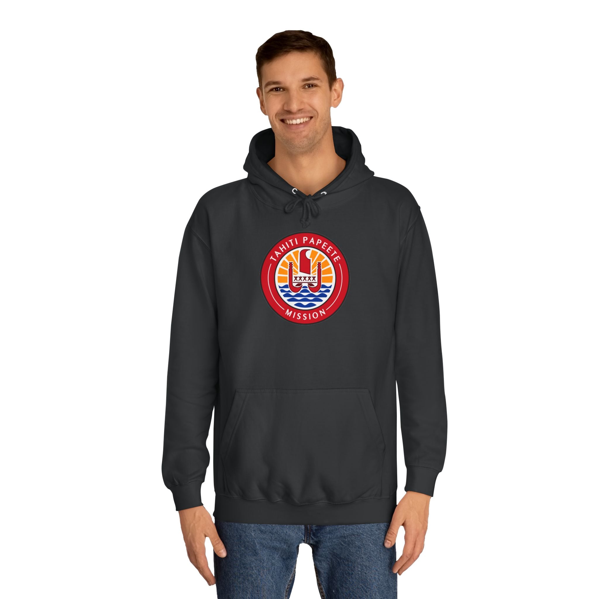 Tahiti Papeete Mission Flag Logo (Black Border) College Hoodie - Mission Wishlist - LDS Missionary Gift Store