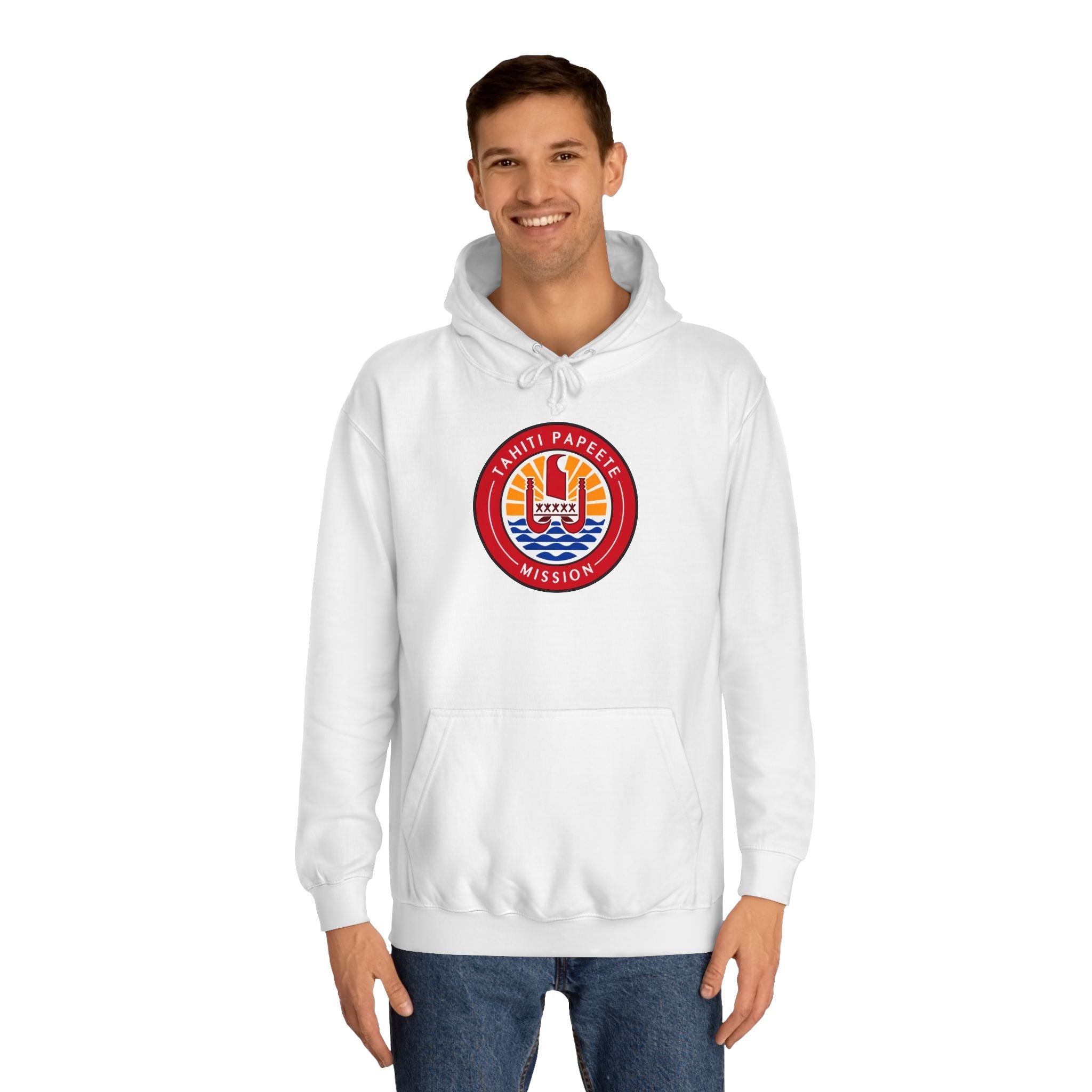 Tahiti Papeete Mission Flag Logo (Black Border) College Hoodie - Mission Wishlist - LDS Missionary Gift Store