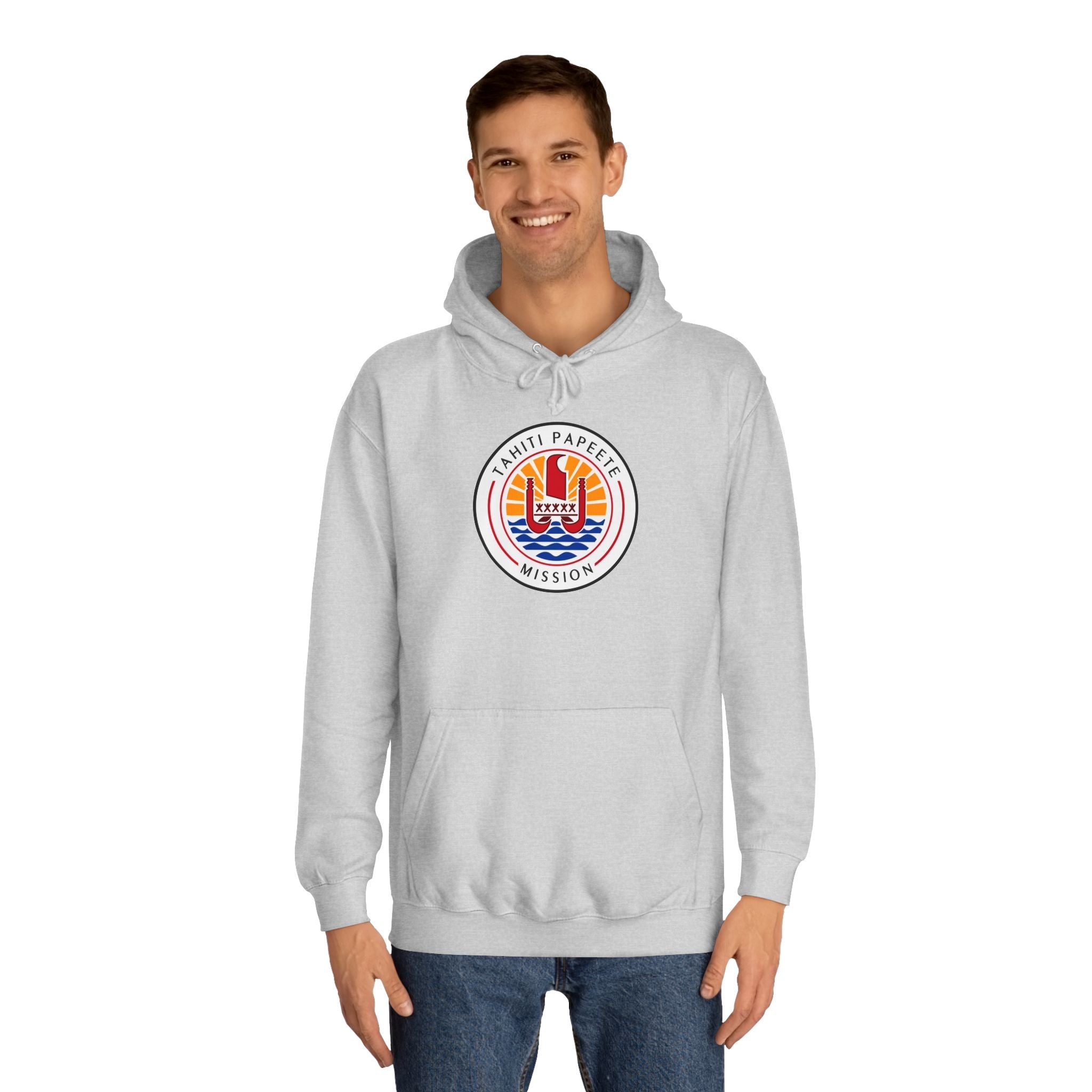 Tahiti Papeete Mission Flag Logo (White Border) College Hoodie - Mission Wishlist - LDS Missionary Gift Store